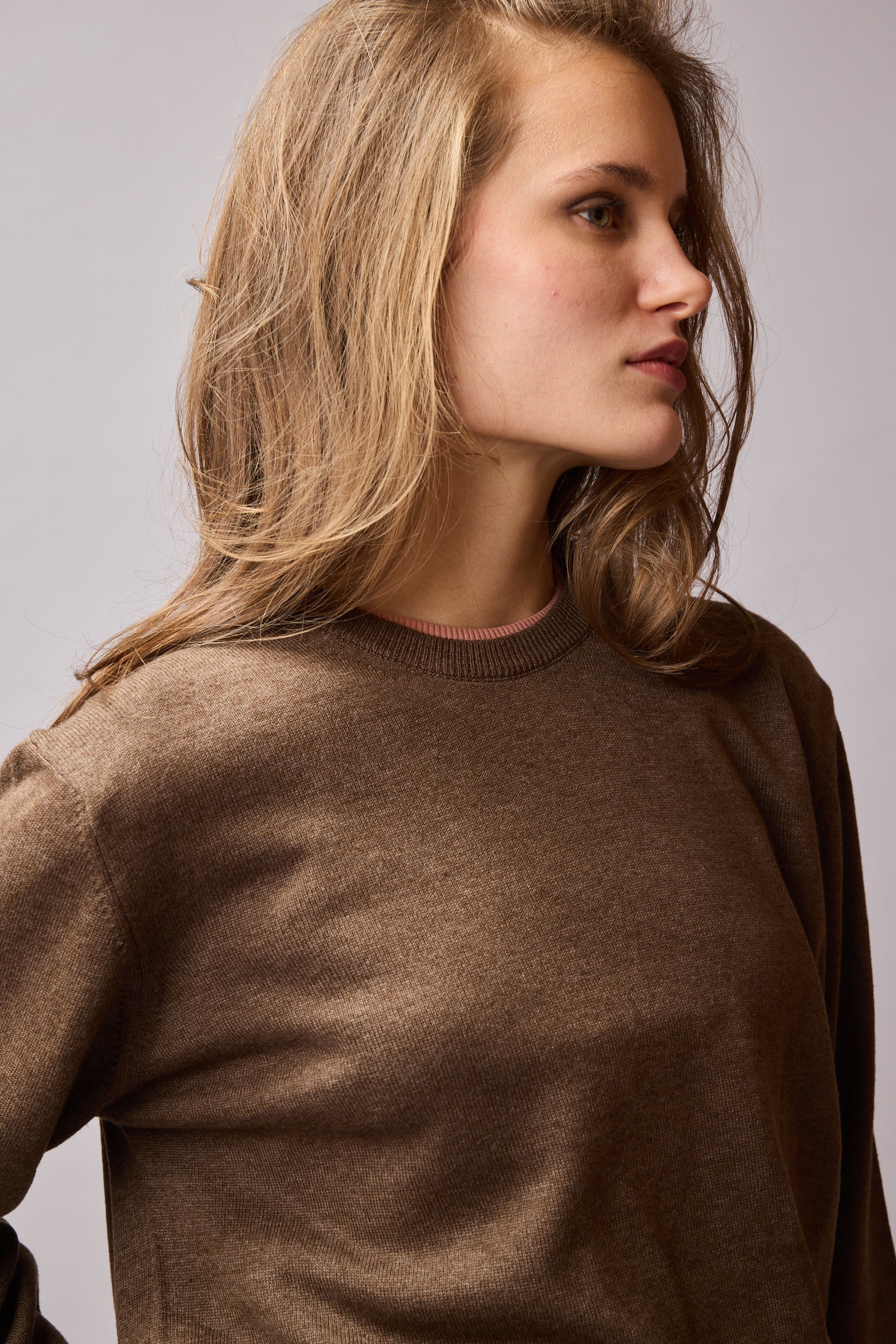 PAMUK BISIKLET YAKA UNISEX KAZAK VIZON