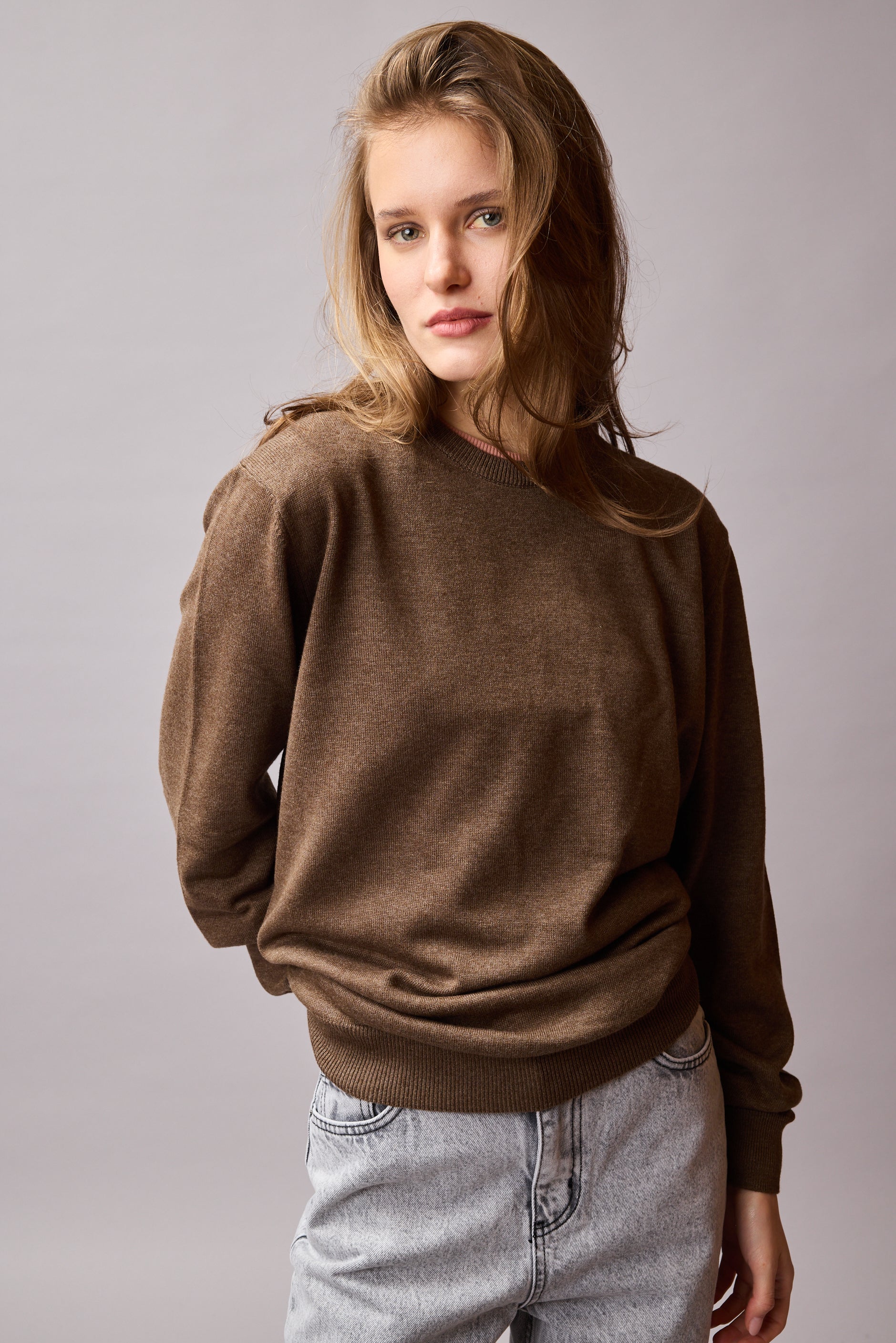 PAMUK BISIKLET YAKA UNISEX KAZAK VIZON