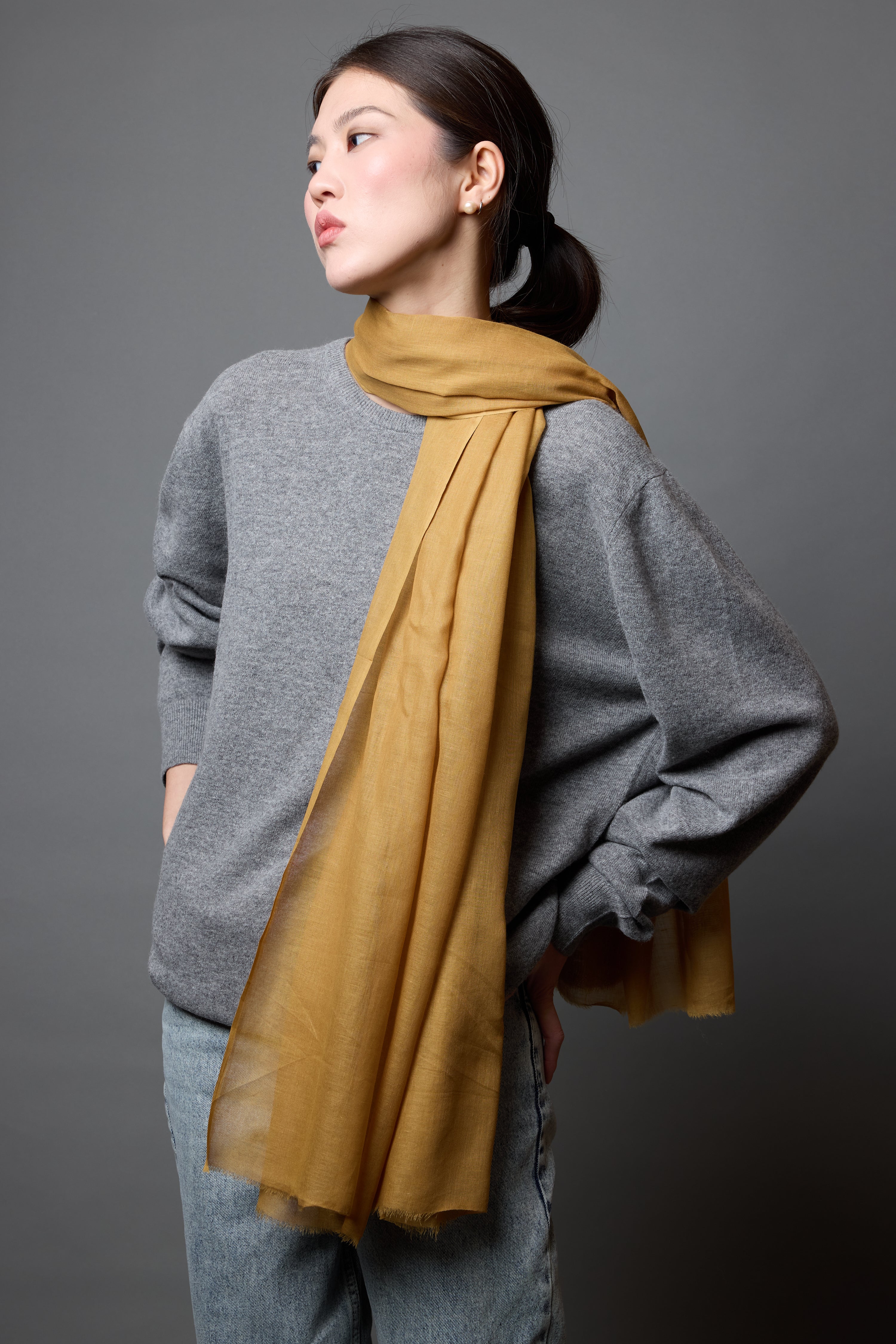 Van Gogh Yellow Organik Pamuk Handmade Sal