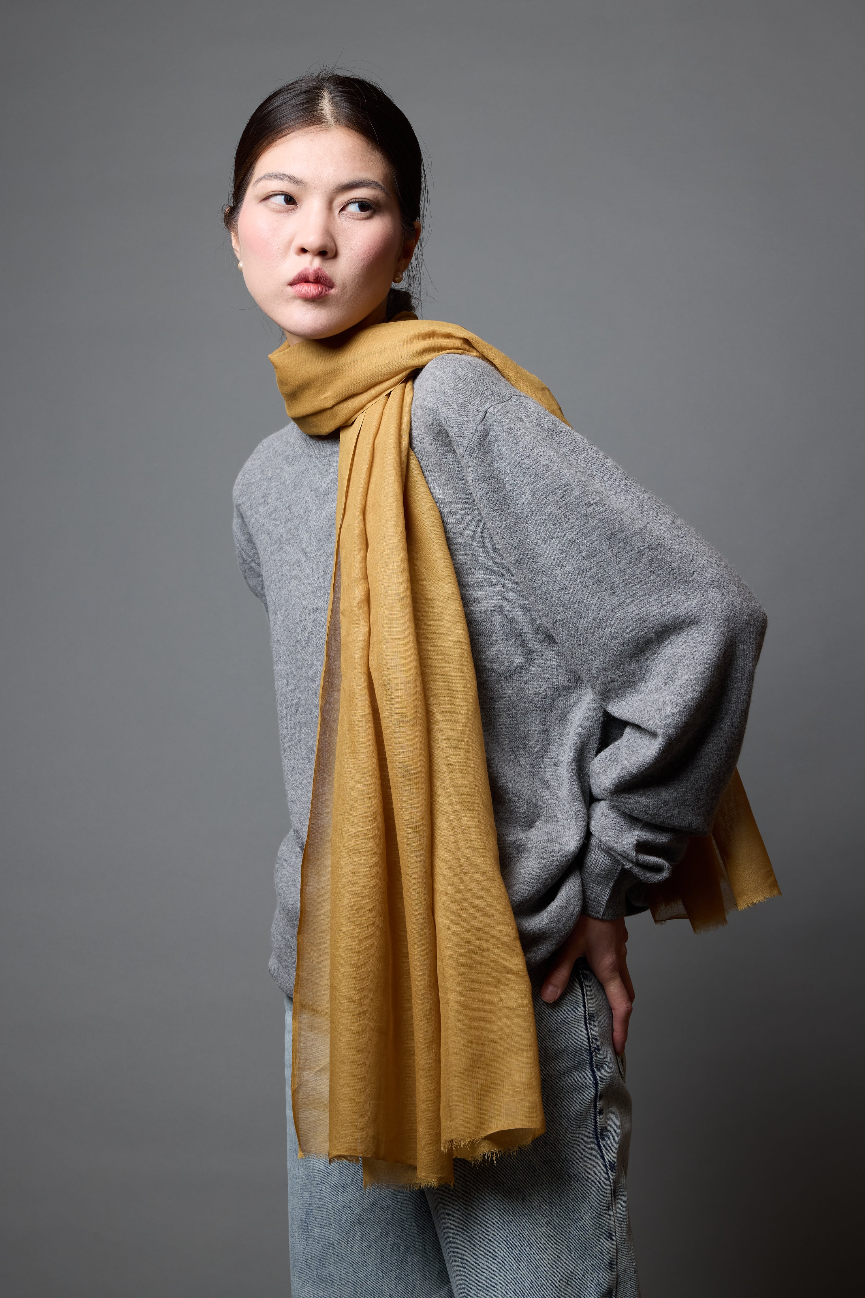 Van Gogh Yellow Organik Pamuk Handmade Sal