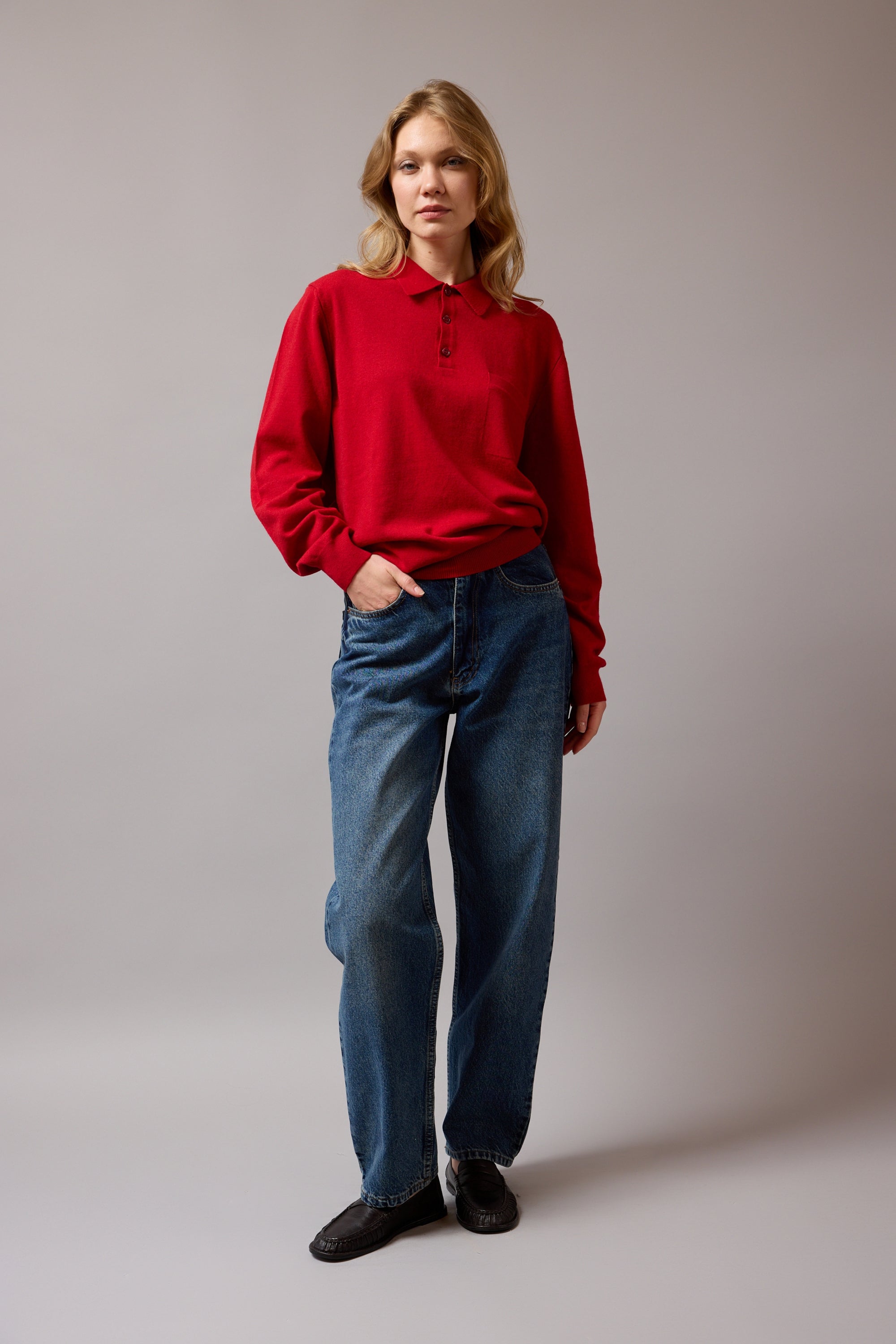 YUN POLO YAKA UNISEX KAZAK KIRMIZI