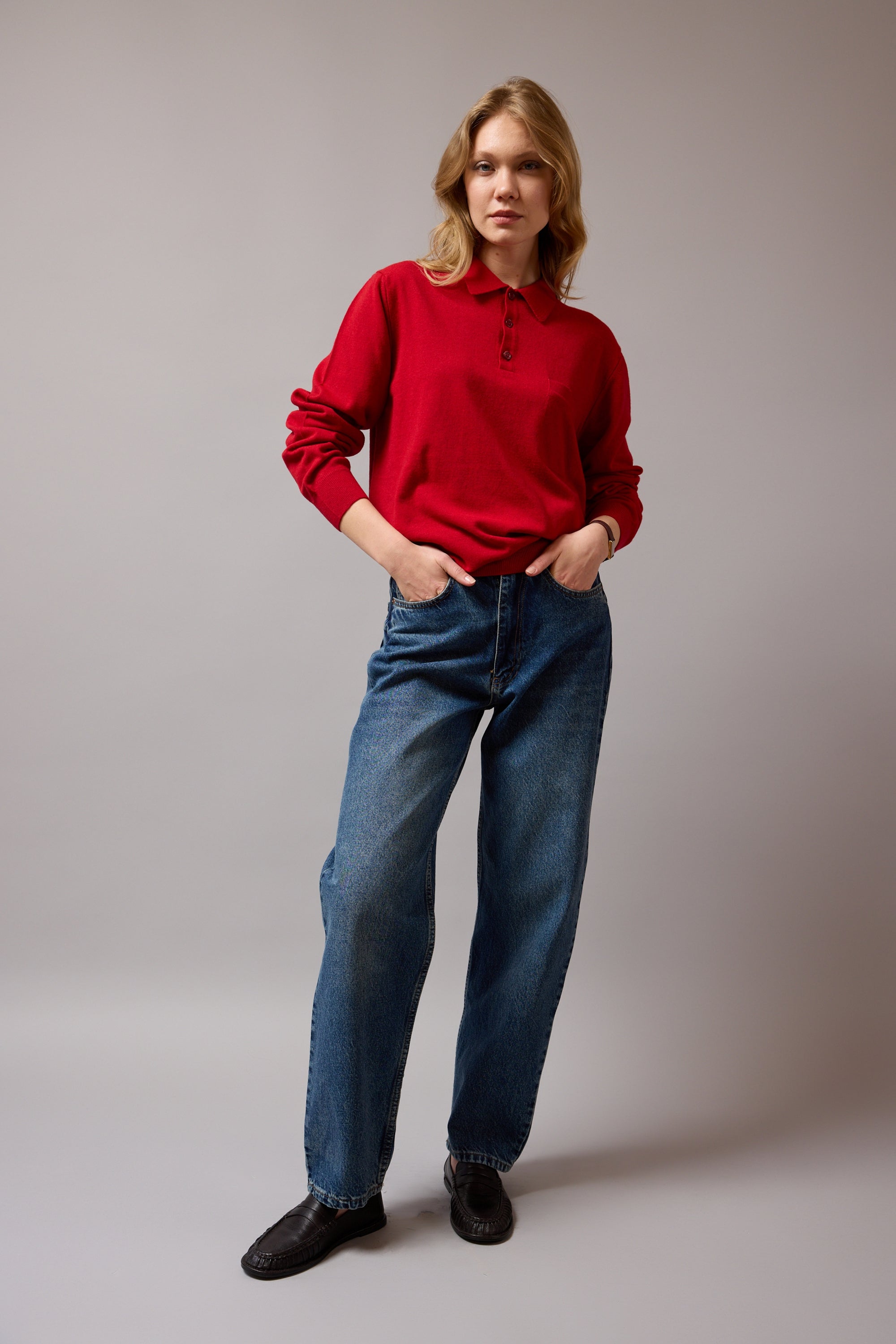 YUN POLO YAKA UNISEX KAZAK KIRMIZI