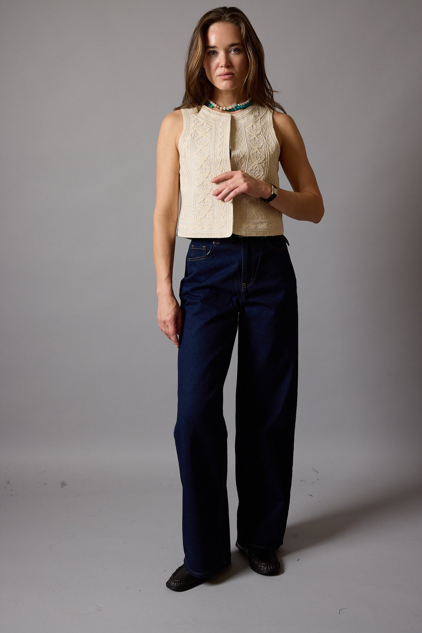 STRAIGHT YUKSEK BEL GENIS PACA JEAN DARK BLUE