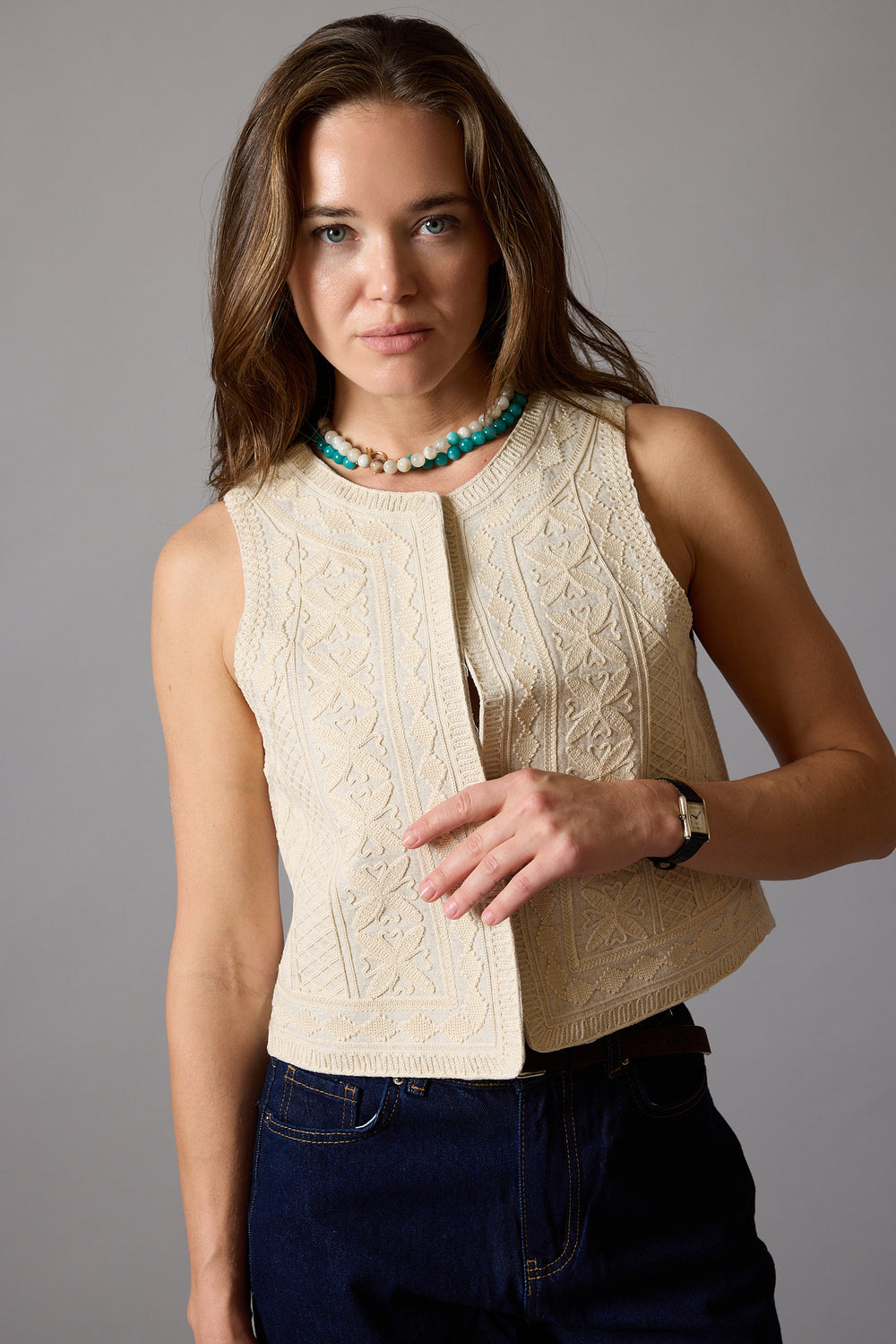 ELSA NAKIS DETAYLI YELEK BEIGE