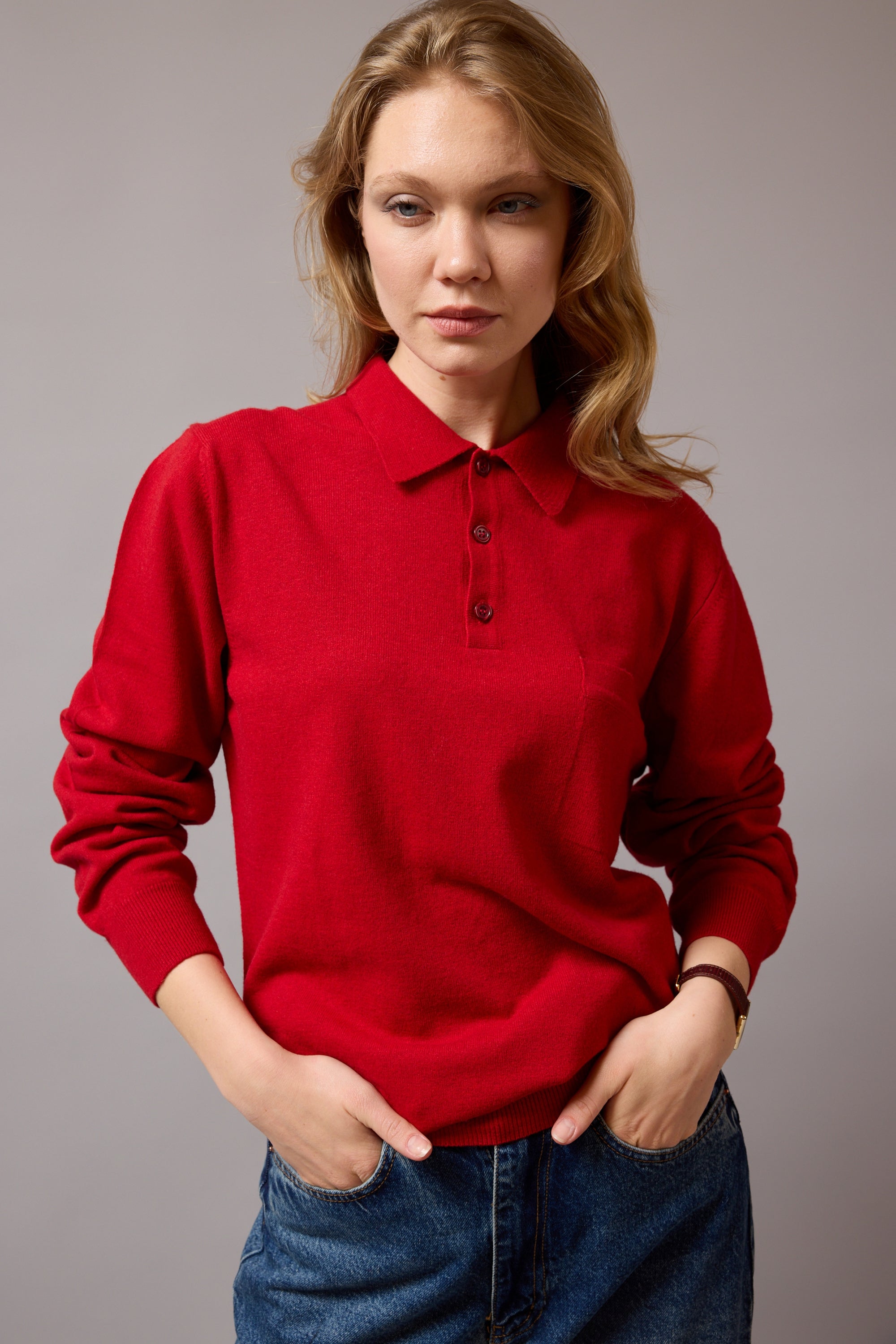 YUN POLO YAKA UNISEX KAZAK KIRMIZI