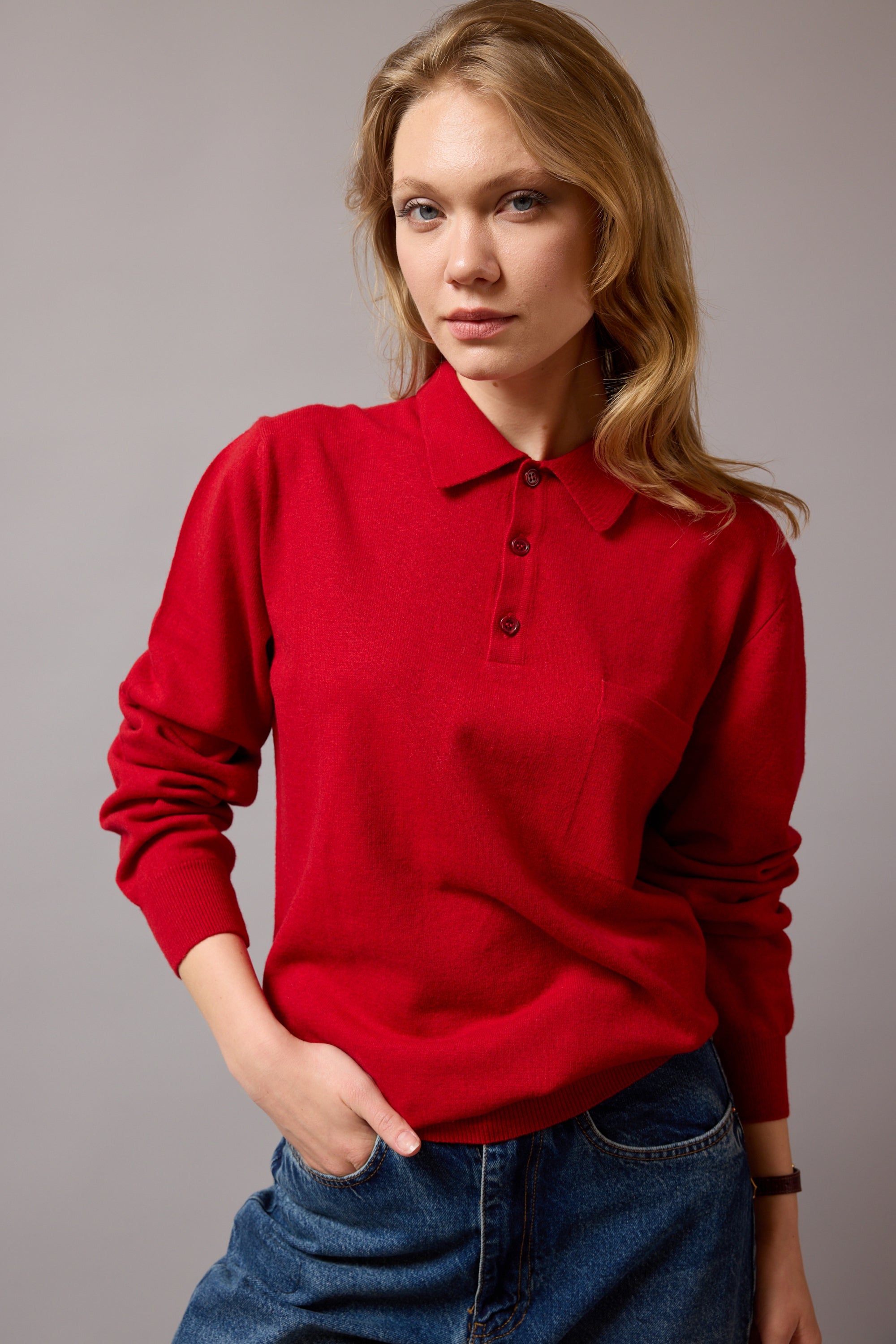 YUN POLO YAKA UNISEX KAZAK KIRMIZI