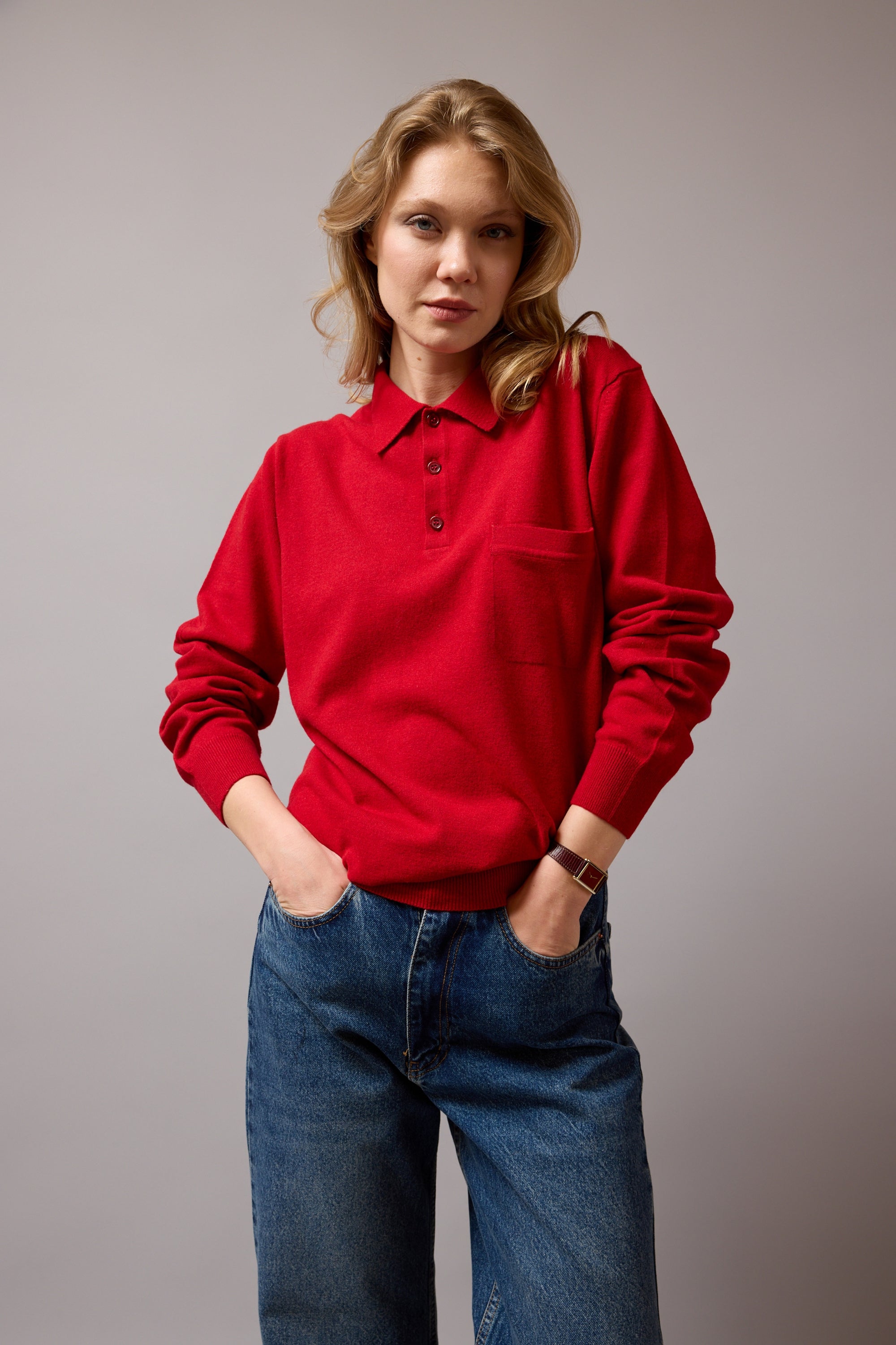 YUN POLO YAKA UNISEX KAZAK KIRMIZI