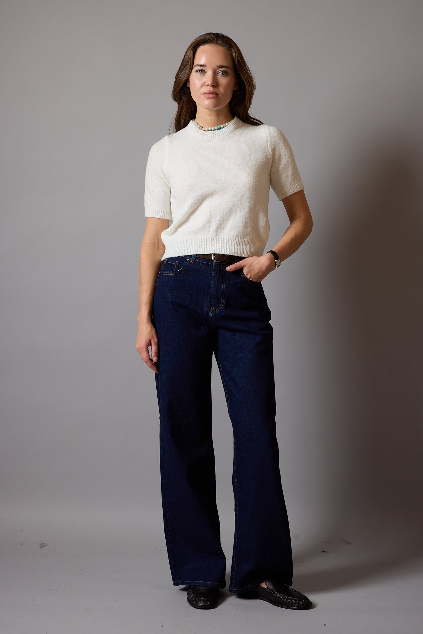 STRAIGHT YUKSEK BEL GENIS PACA JEAN DARK BLUE