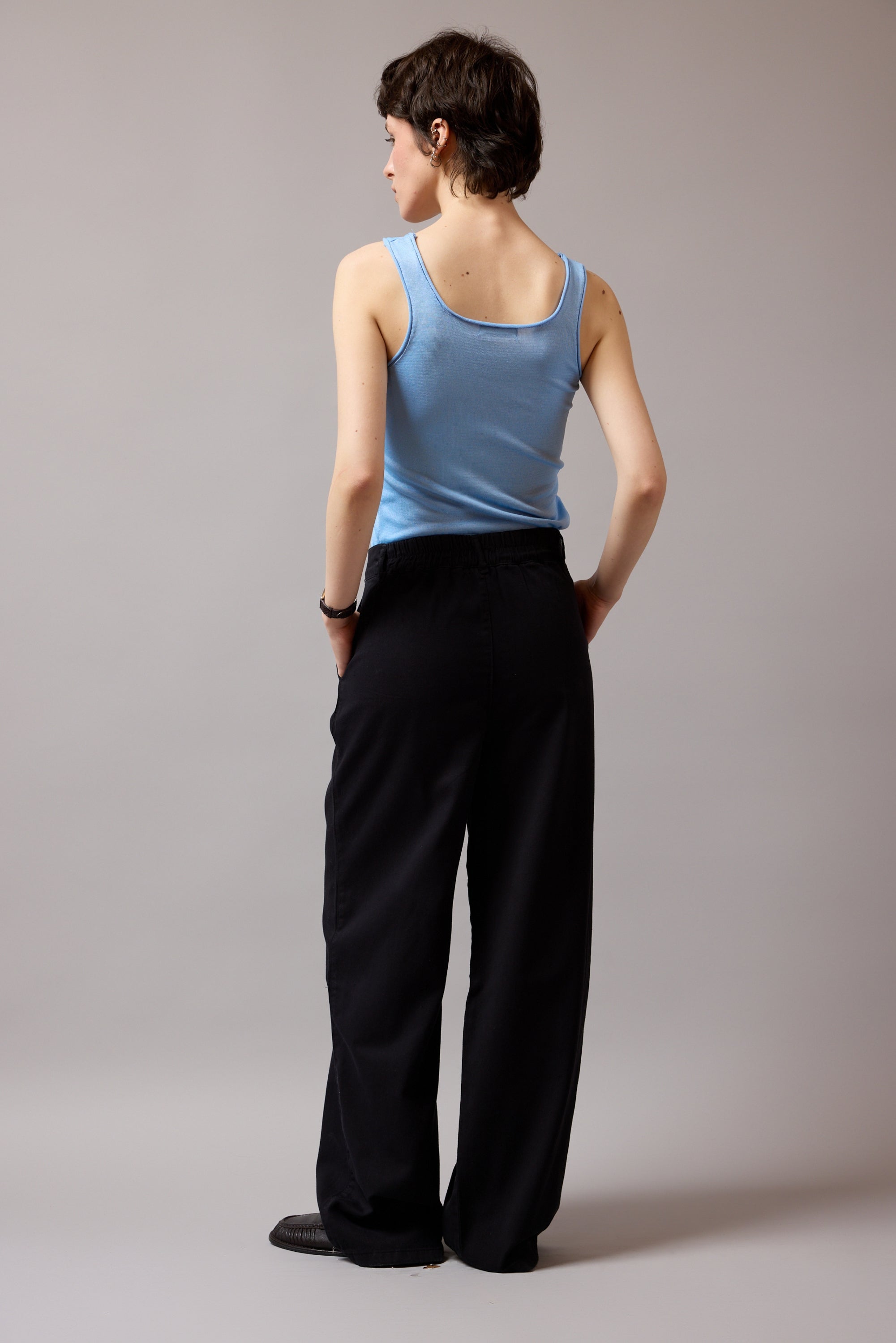 PILELI PAMUK RELAXED PANTOLON SIYAH