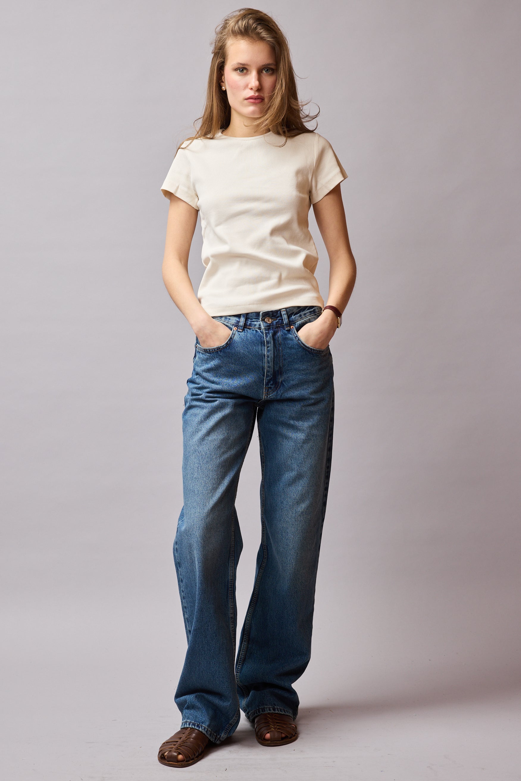 STRAIGHT FIT YUKSEK BEL BORU PACA JEAN BLUE