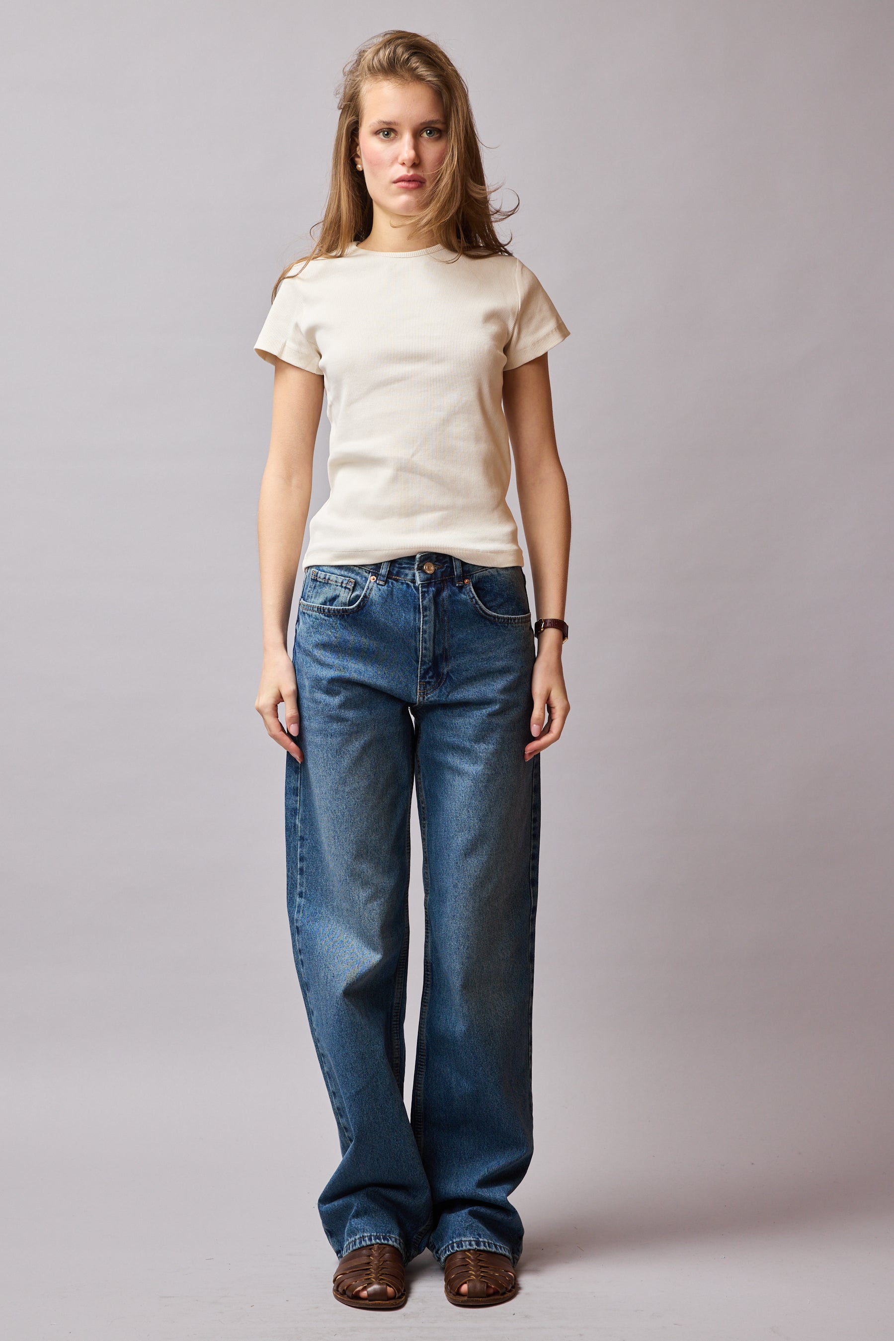 STRAIGHT FIT YUKSEK BEL BORU PACA JEAN BLUE