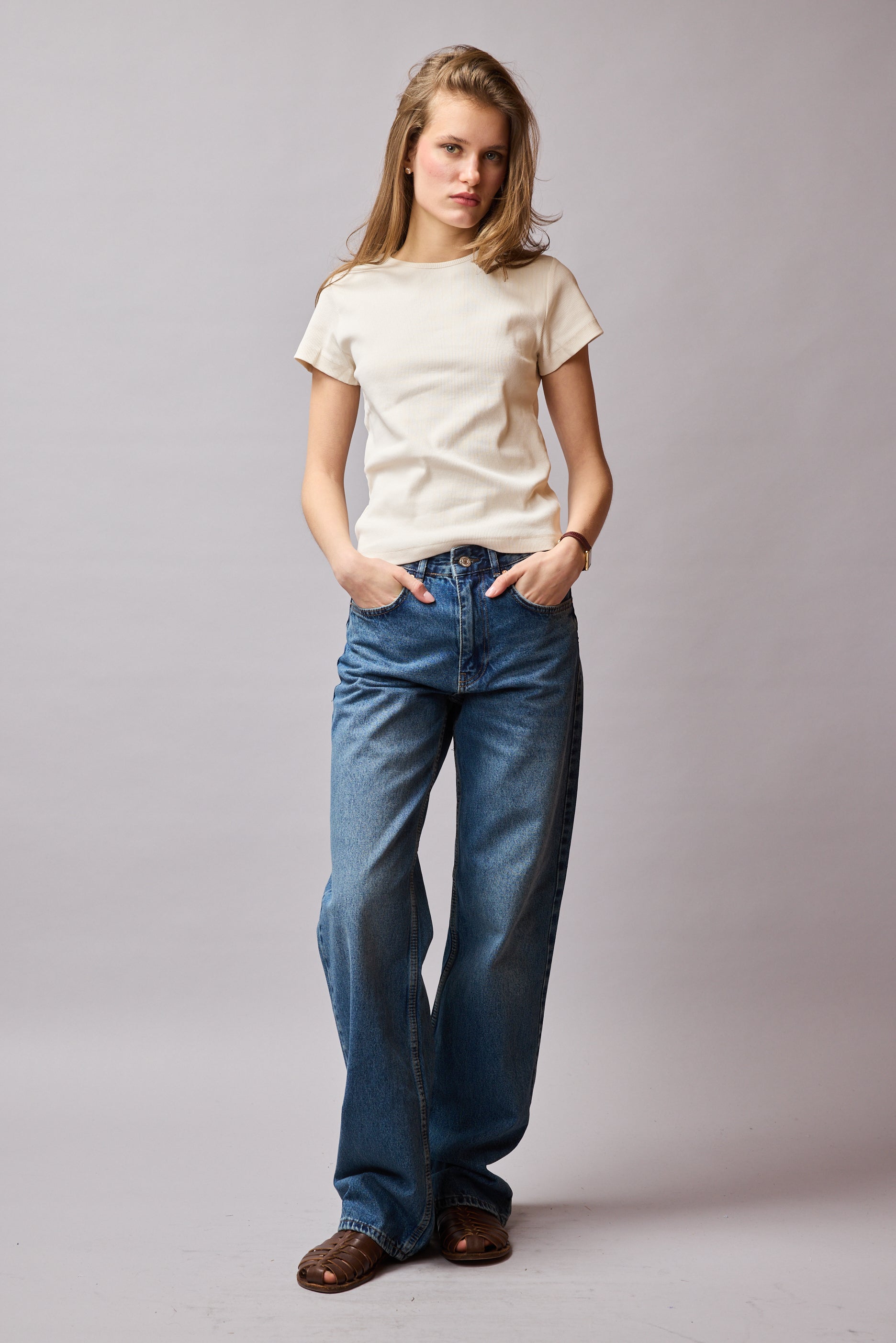 STRAIGHT FIT YUKSEK BEL BORU PACA JEAN BLUE