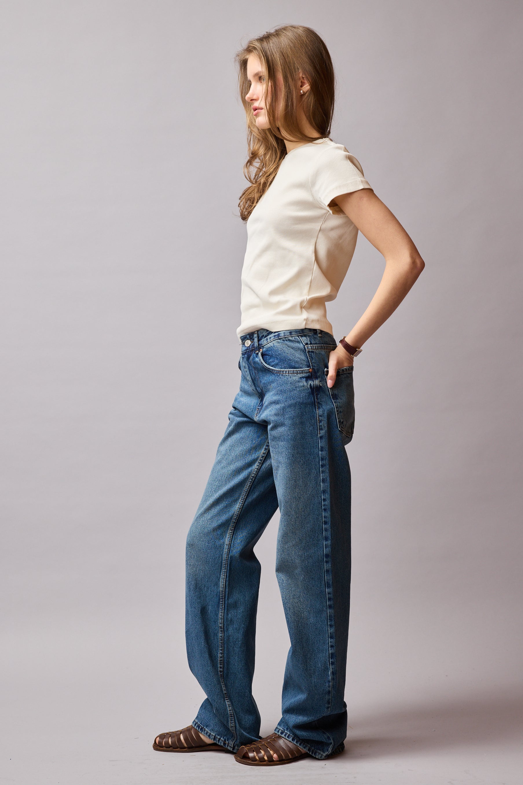 STRAIGHT FIT YUKSEK BEL BORU PACA JEAN BLUE