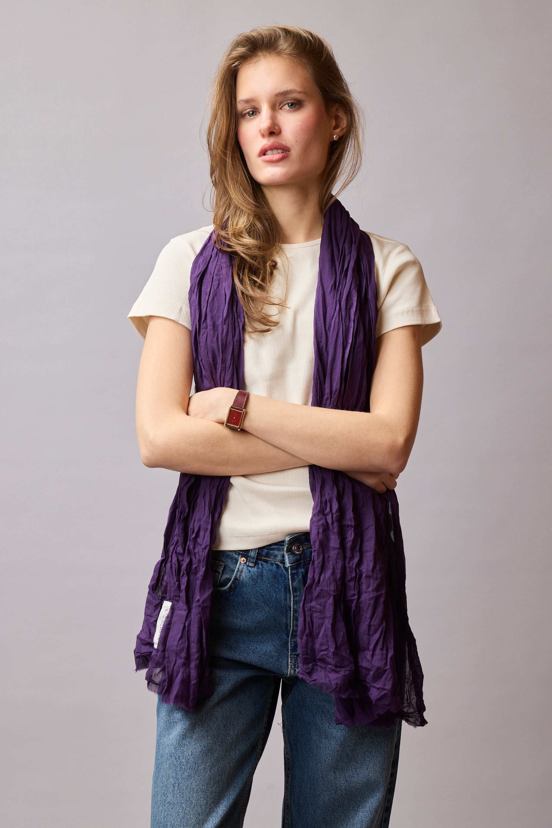 VIOLETTE ORGANIK PAMUK HANDMADE SAL