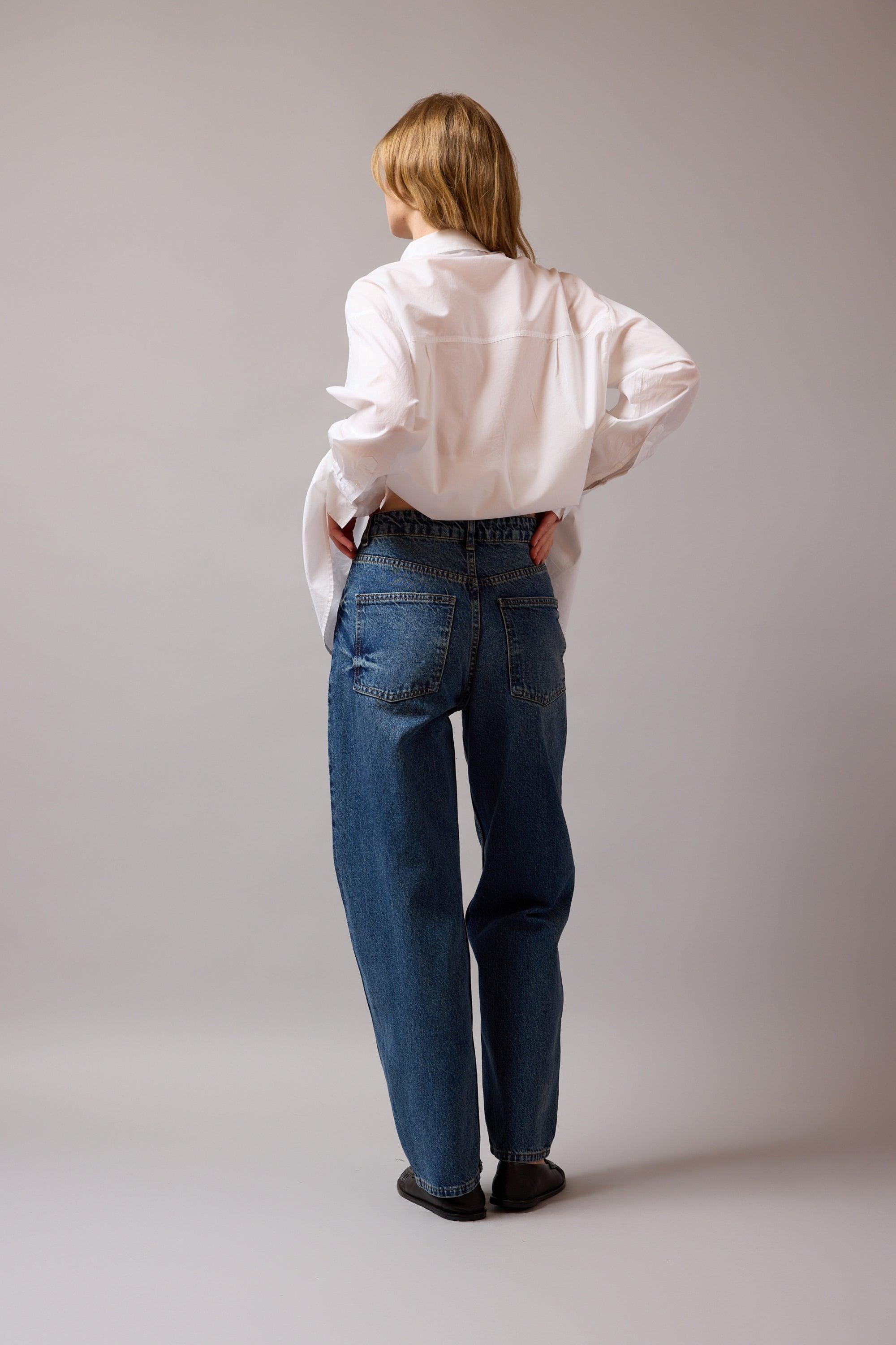 WIDE LEG BALLOON FIT JEAN VINTAGE BLEU