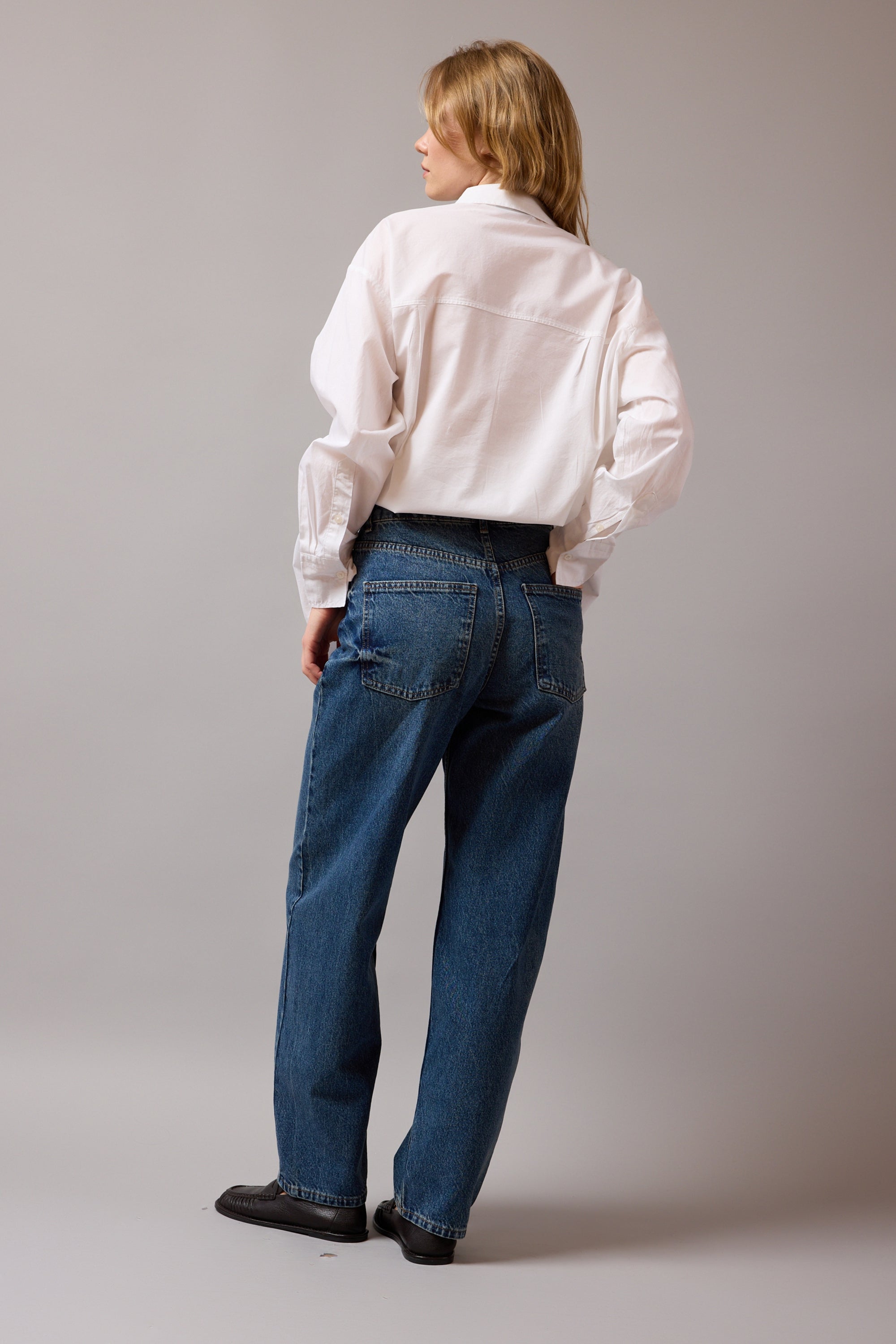 WIDE LEG BALLOON FIT JEAN VINTAGE BLEU