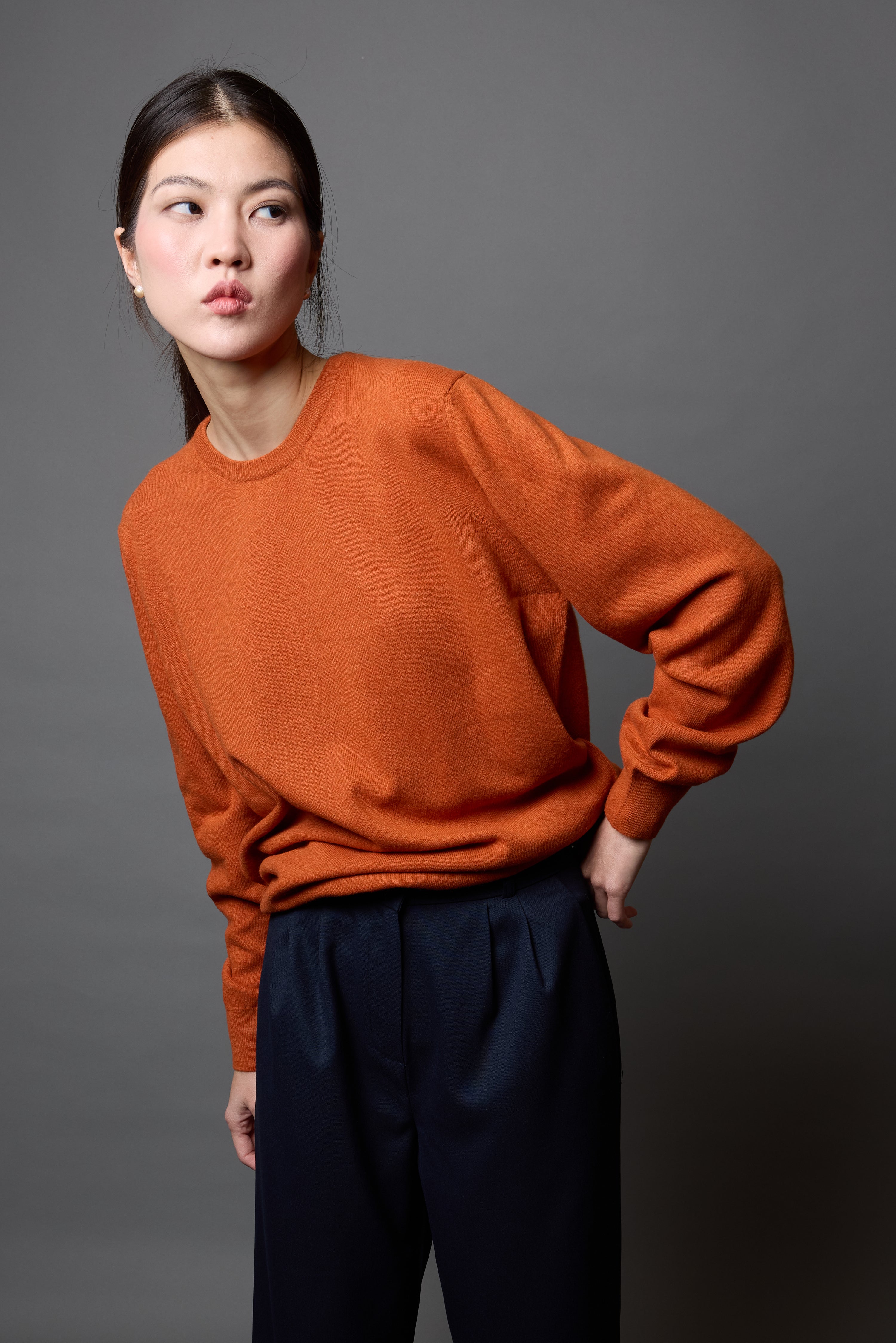 YÜN BİSİKLET YAKA UNISEX KAZAK ORANGE