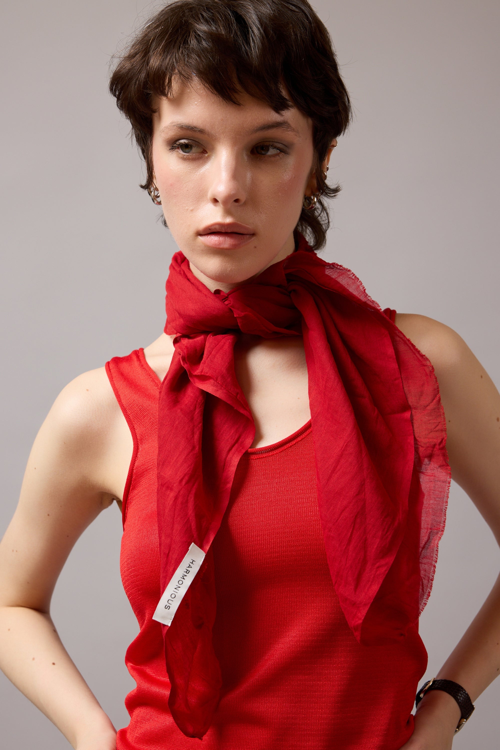 CHRISTMAS RED ORGANİK PAMUK HANDMADE KARE FULAR