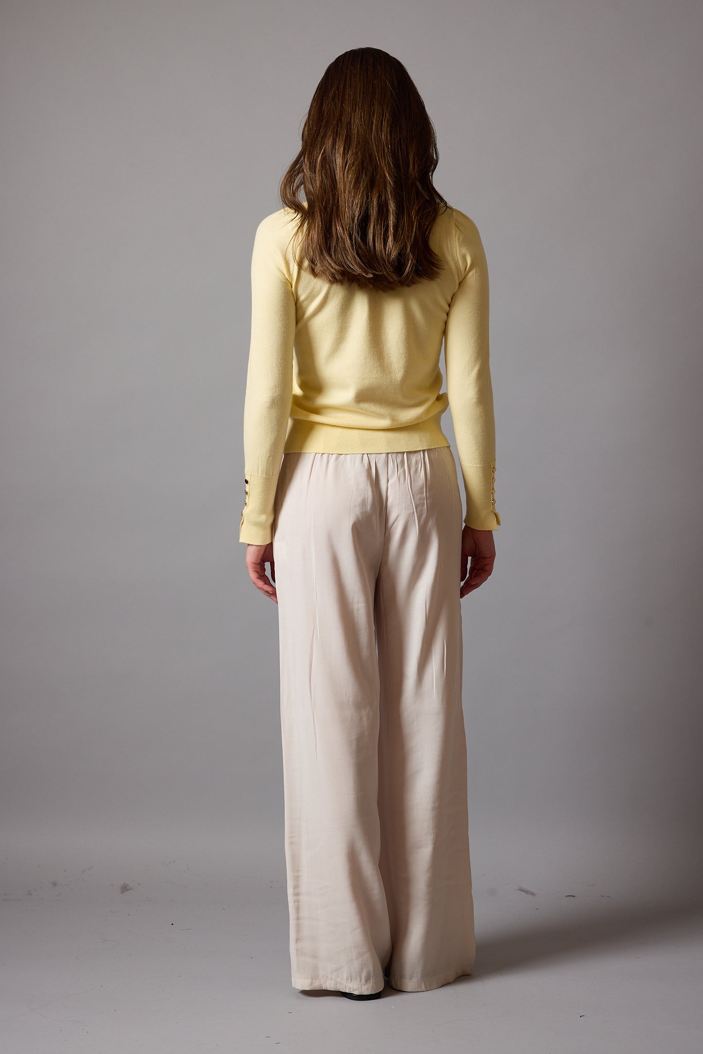 MODAL ELASTIK BEL BANTLI GENIS PACA PANTOLON KREM