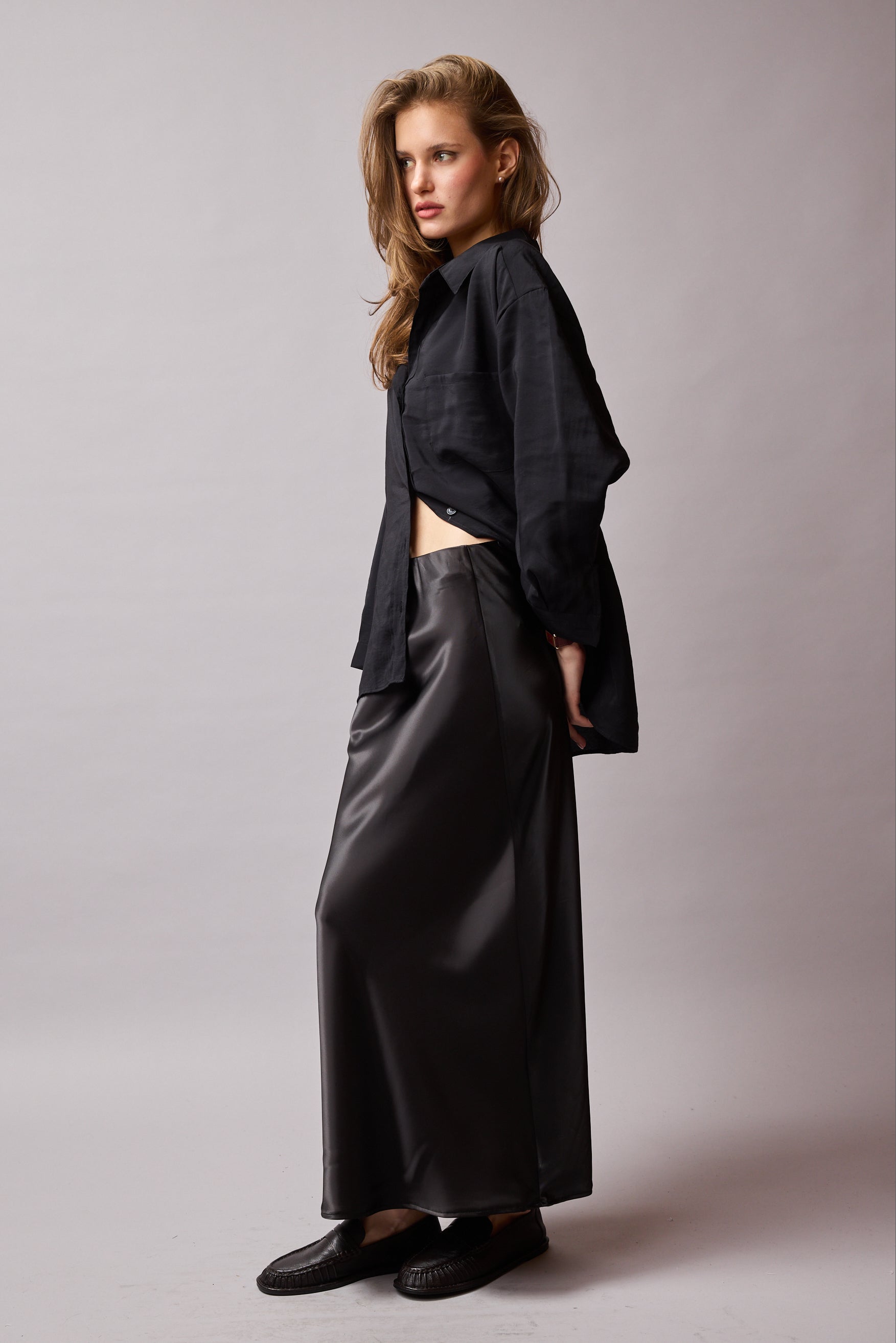 SATEN MIDI ETEK SIYAH