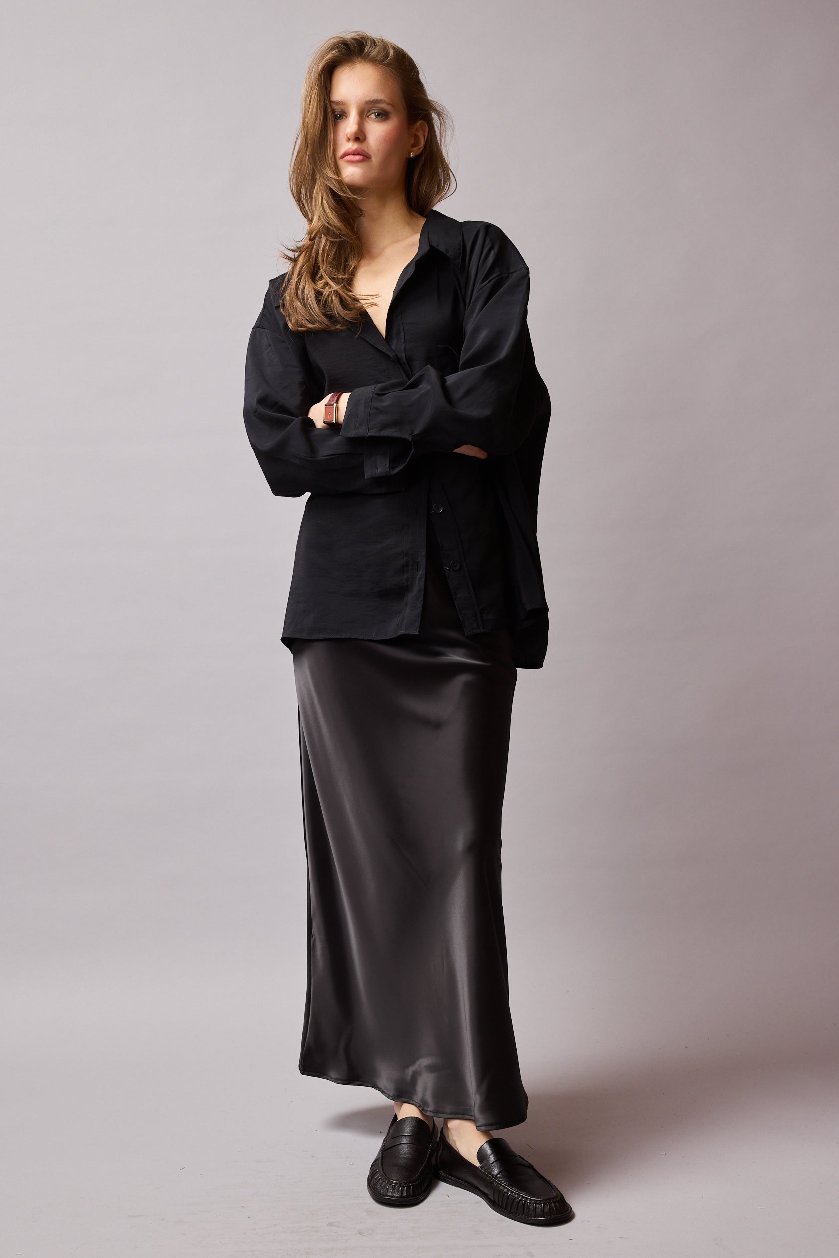 SATEN MIDI ETEK SIYAH