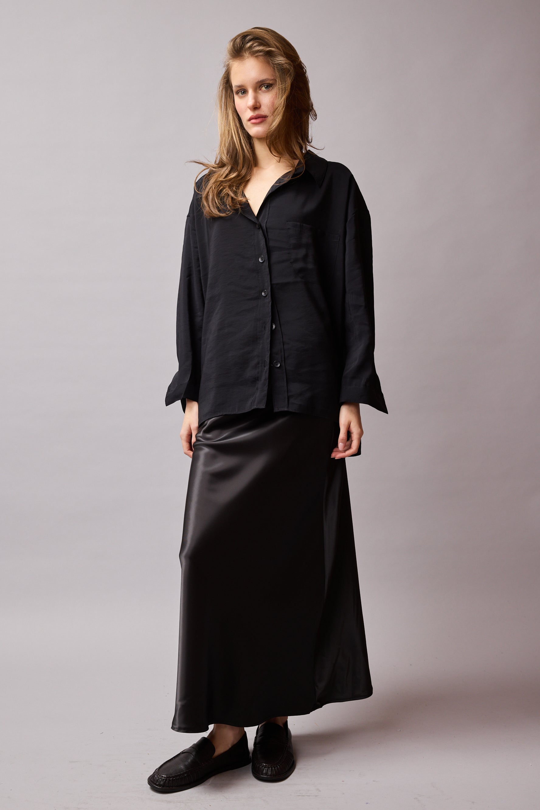 SATEN MIDI ETEK SIYAH