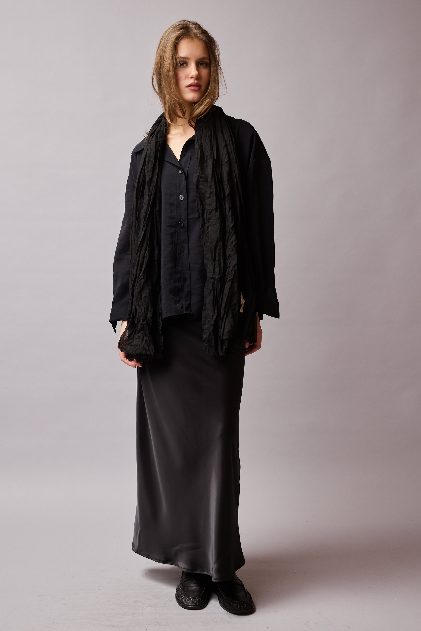 SATEN MIDI ETEK SIYAH