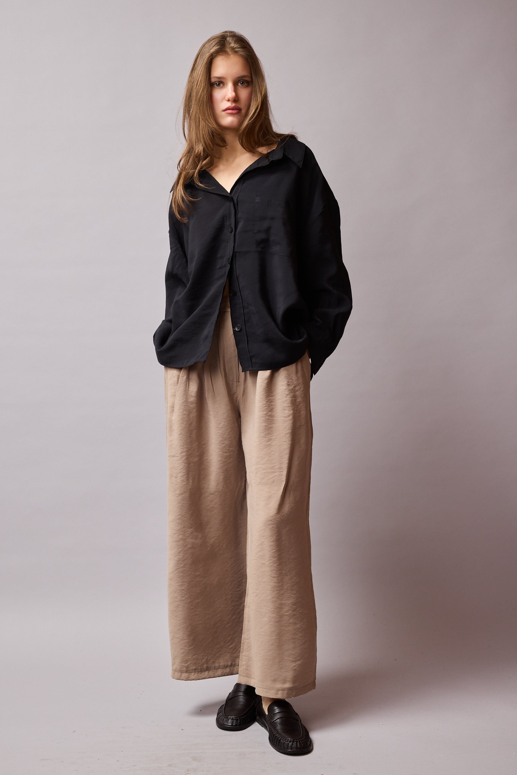 FLOWER POCKET TENSEL SHIRT BLACK