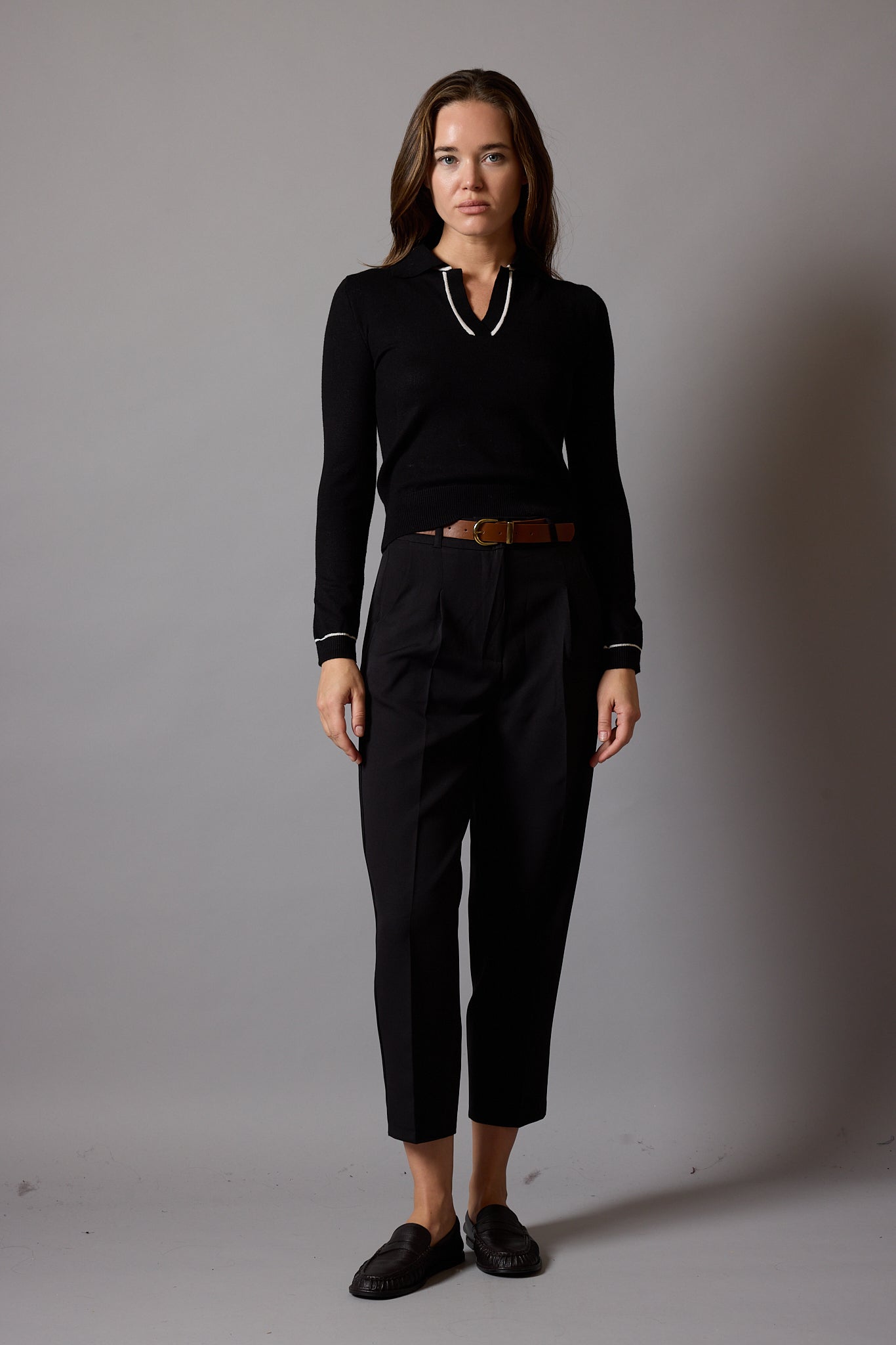 PILELI PALAZZO PANTOLON CARROT FIT SİYAH