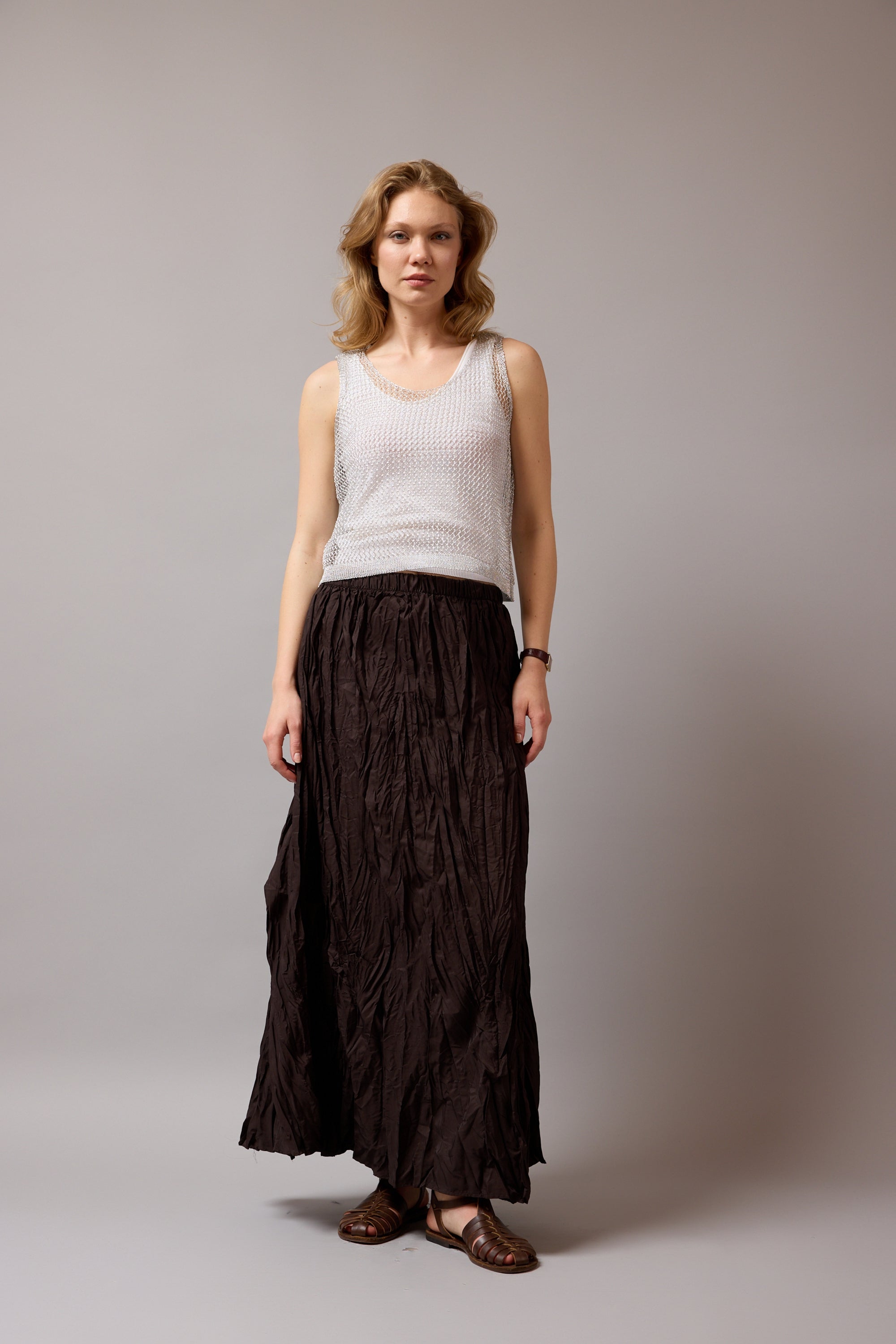 AJURLU KOLSUZ TRIKO BLUZ SILVER