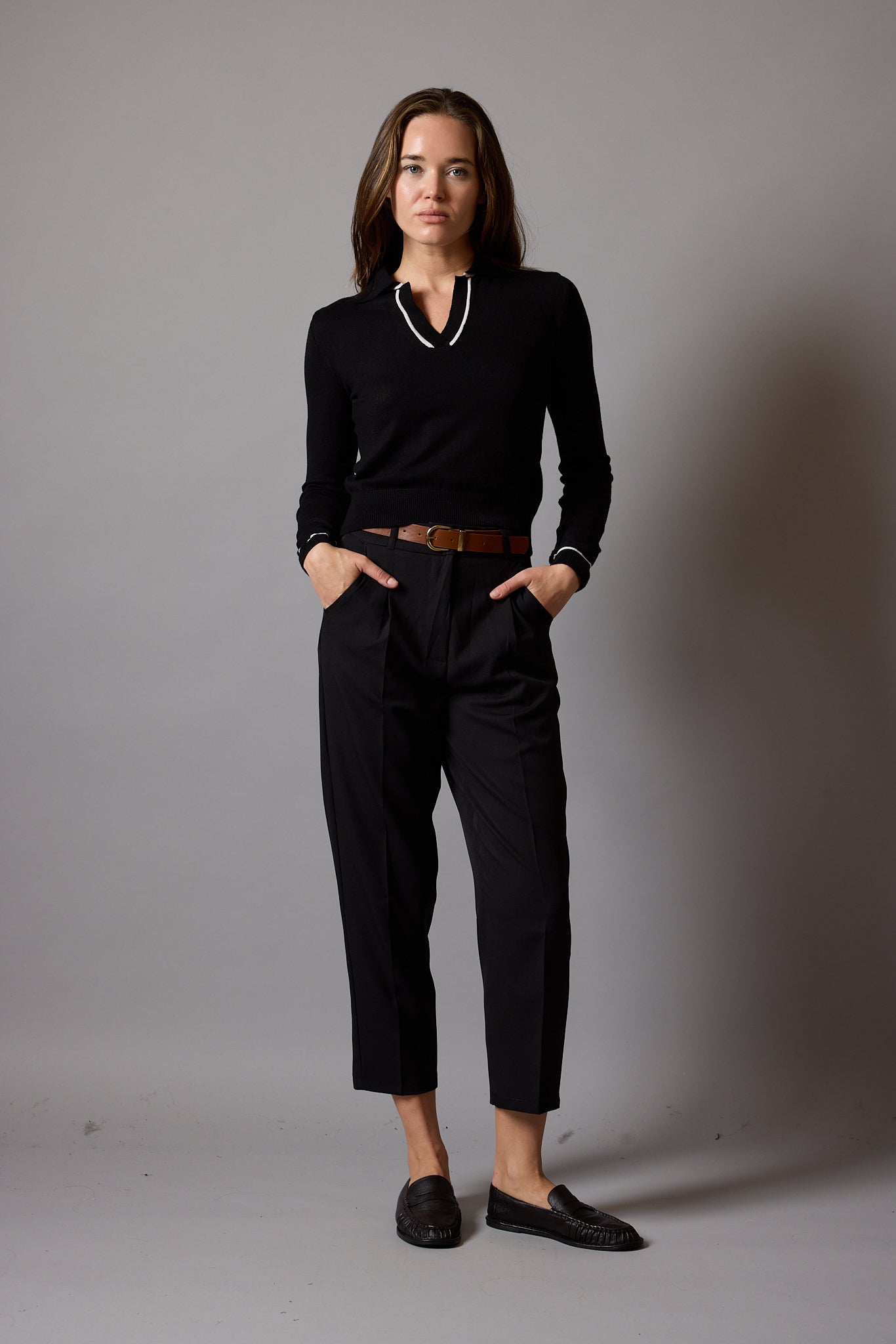 POLO YAKA YUMUSAK DOKULU TRIKO KAZAK SIYAH