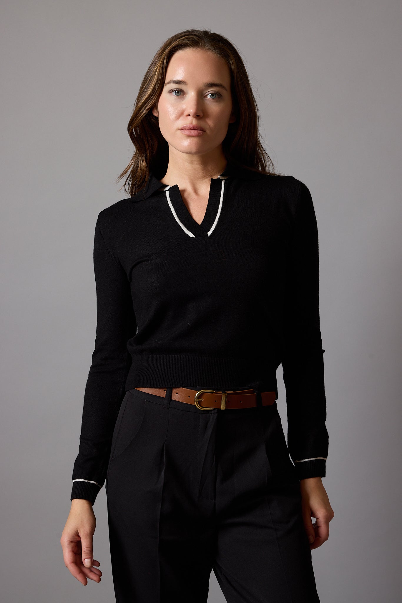 POLO YAKA YUMUSAK DOKULU TRIKO KAZAK SIYAH