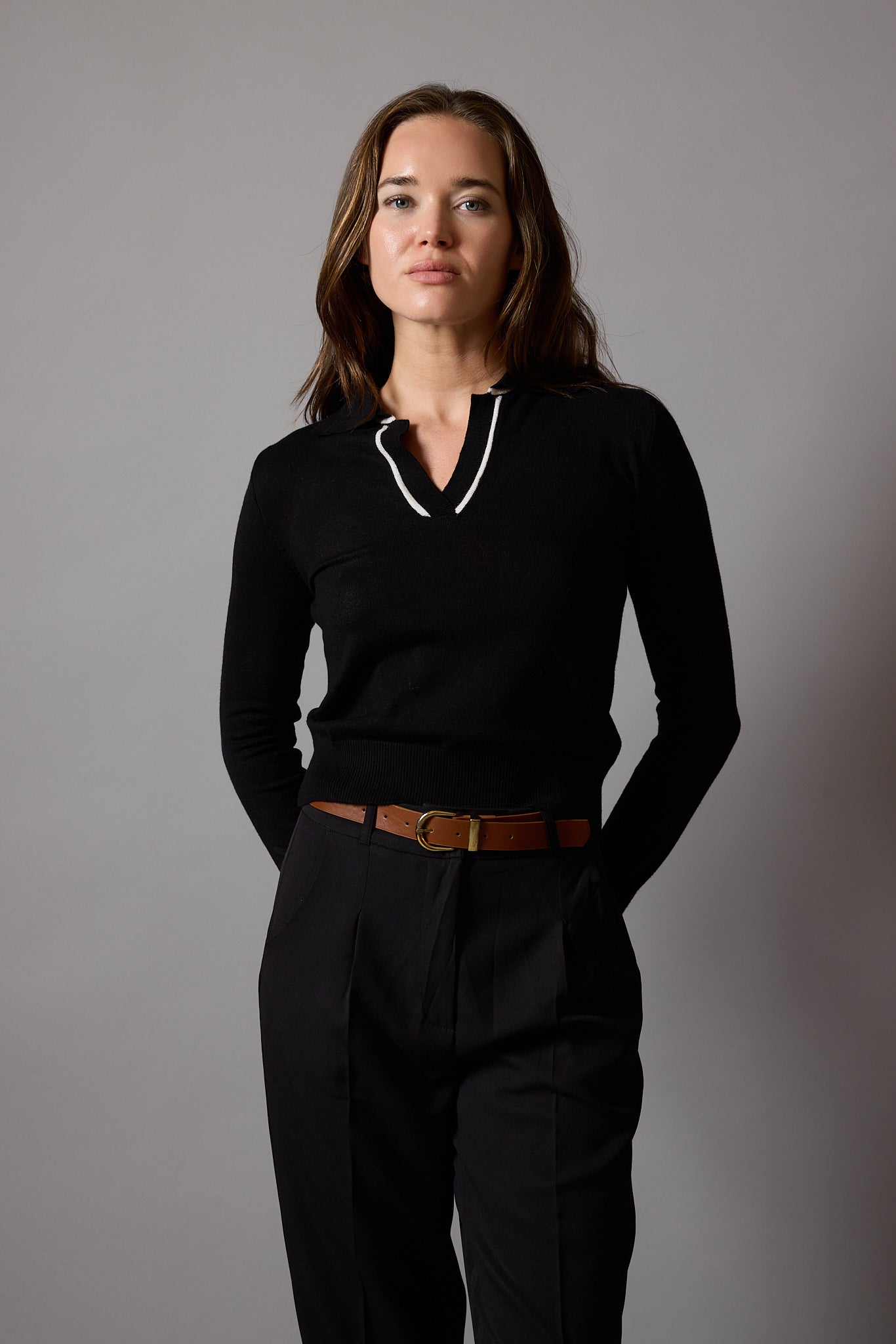 POLO YAKA YUMUSAK DOKULU TRIKO KAZAK SIYAH