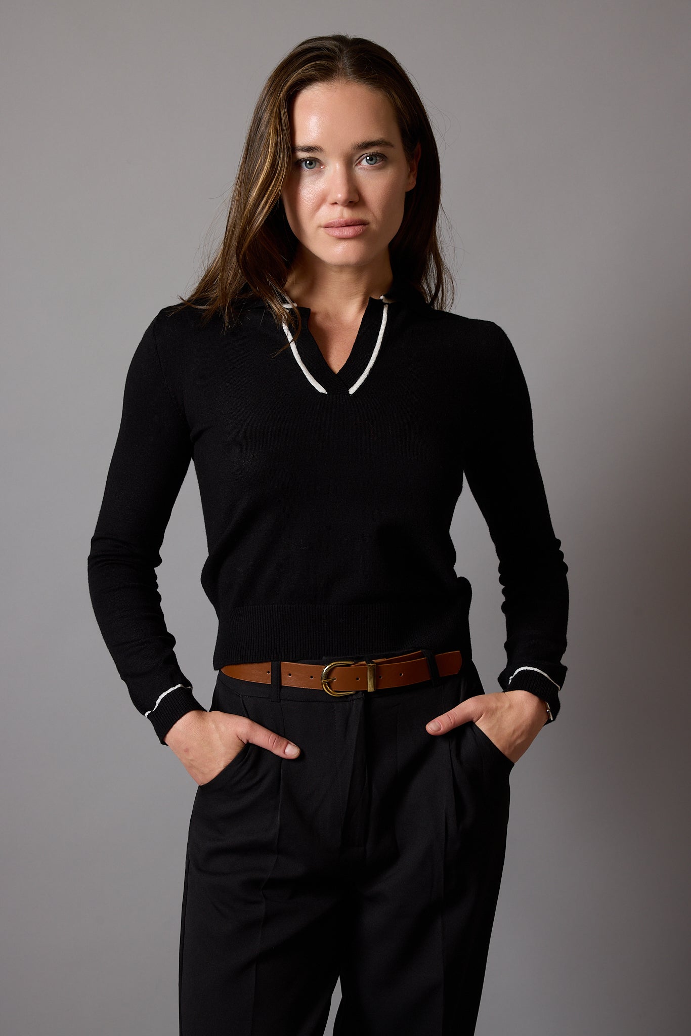 POLO YAKA YUMUSAK DOKULU TRIKO KAZAK SIYAH