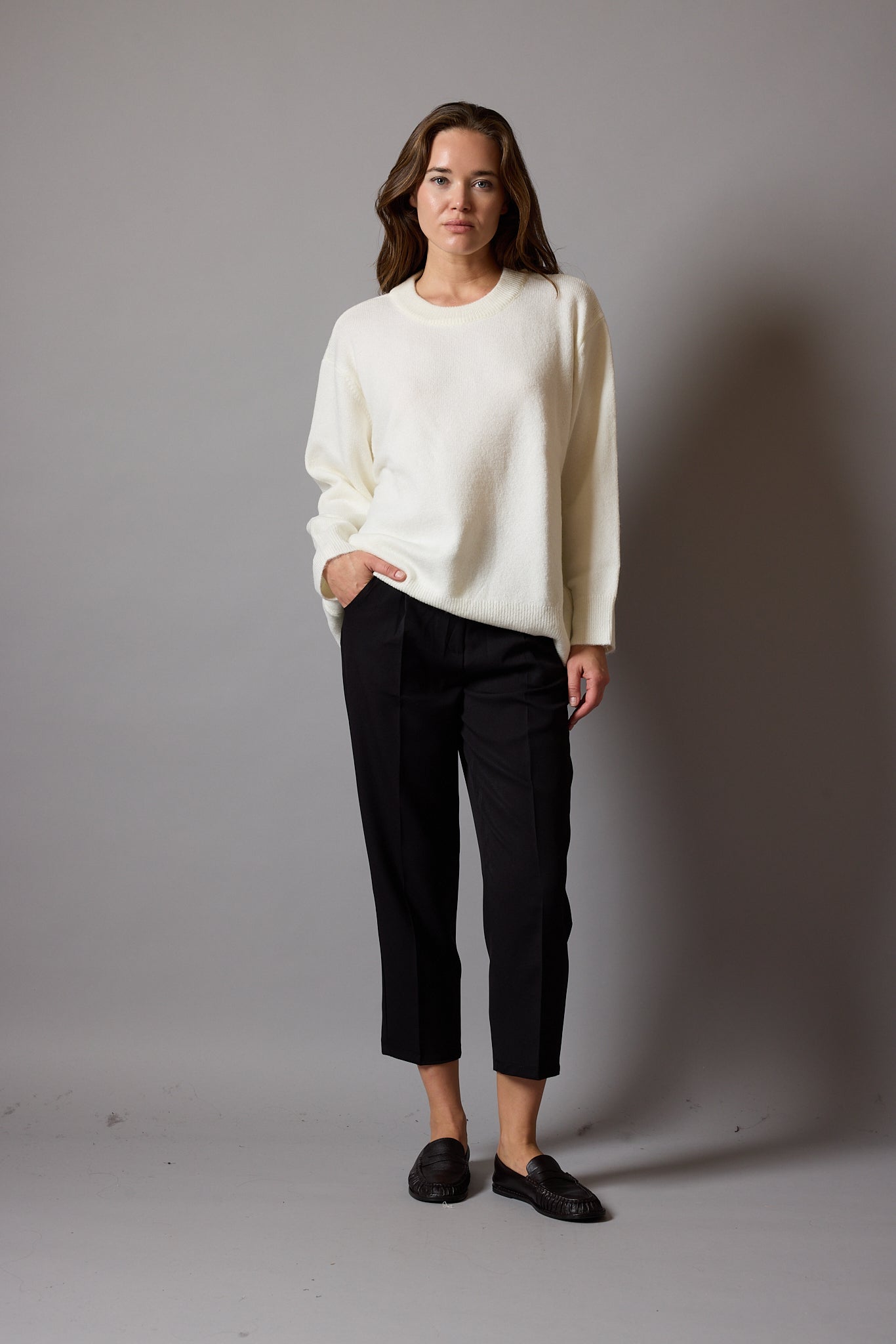 OVERSIZE BISIKLET YAKA KAZAK KREM