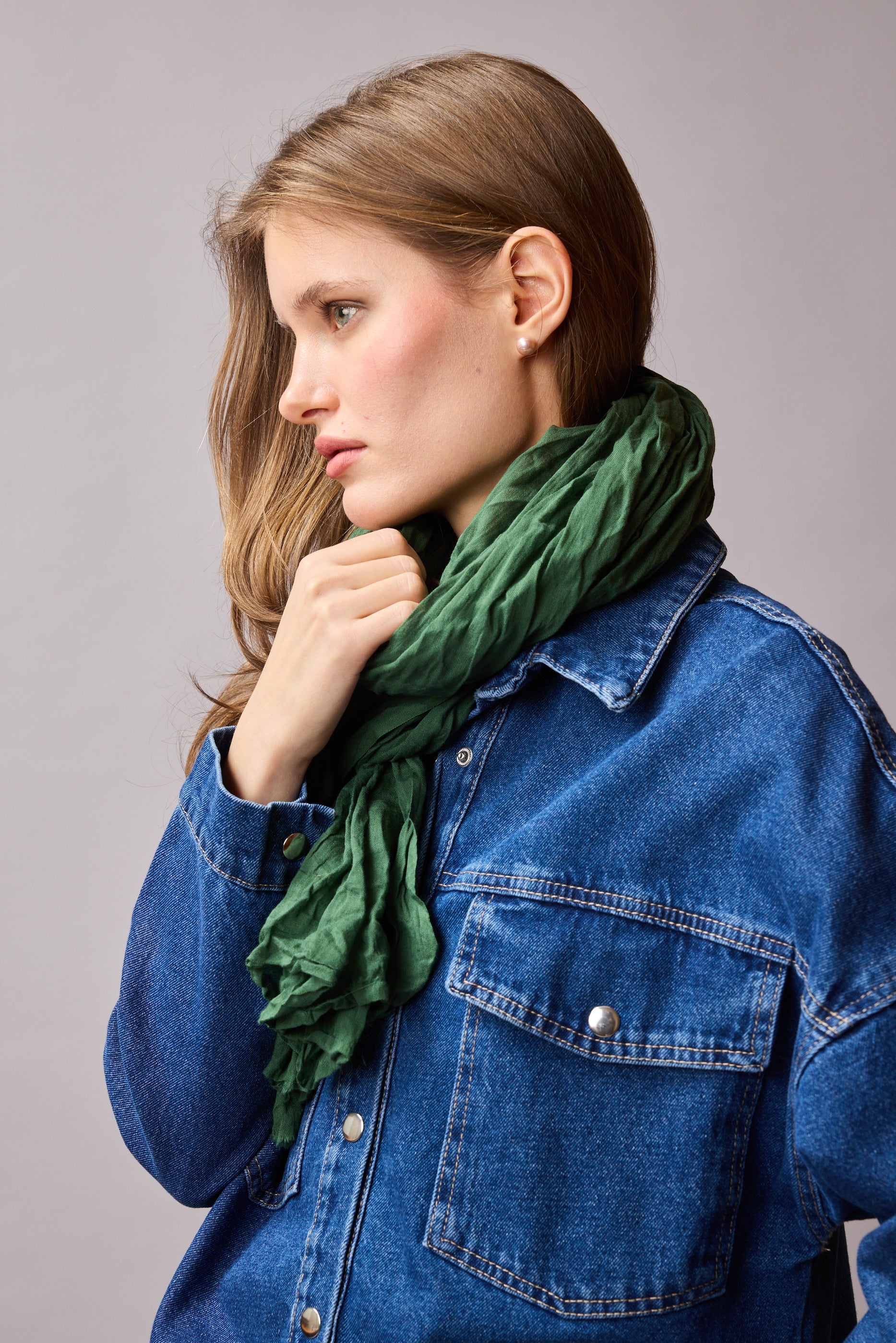 Çimen Organik Pamuk Handmade Şal