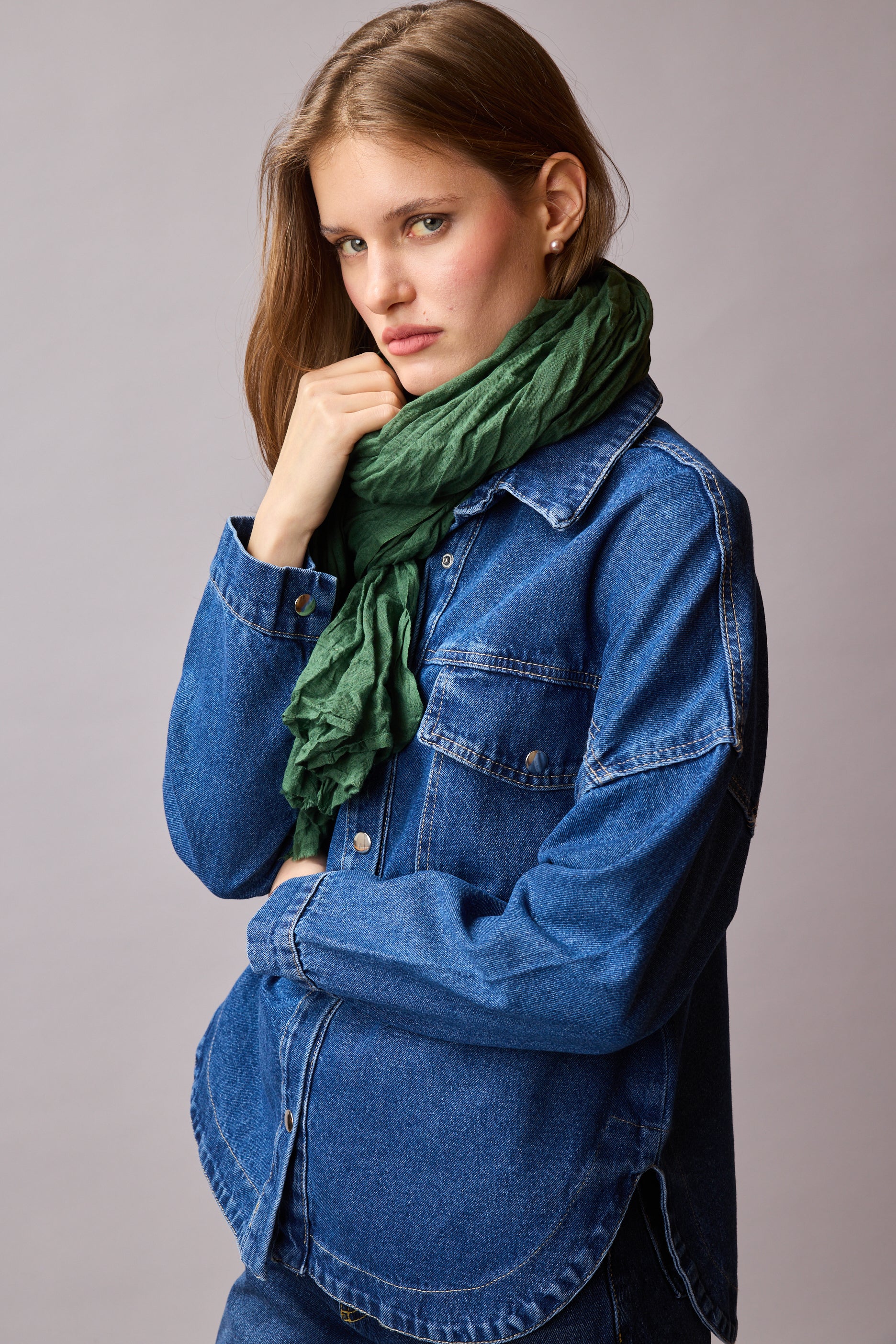 Çimen Organik Pamuk Handmade Şal