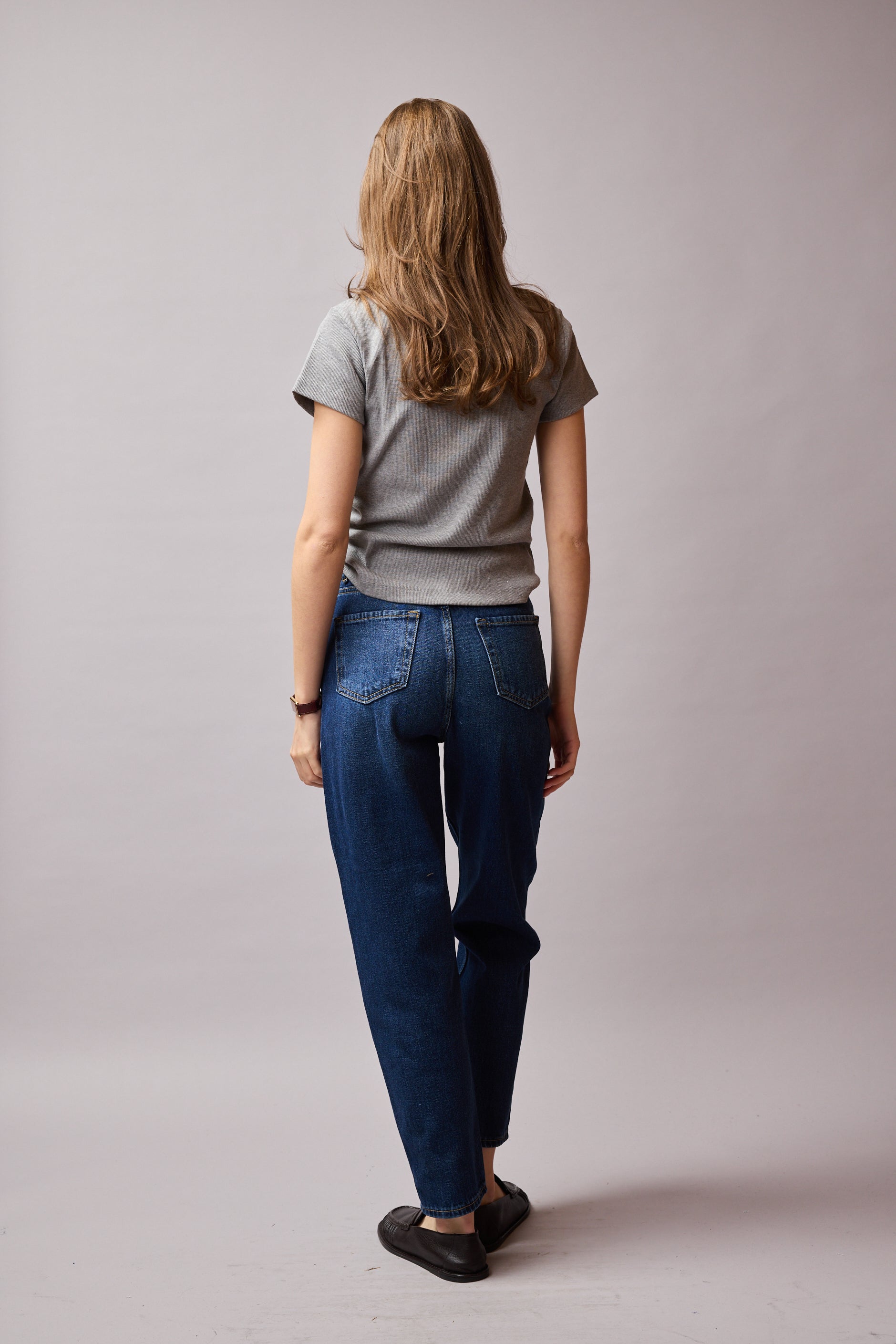 STRAIGHT FIT HIGH WAIST MOM JEAN BLUE