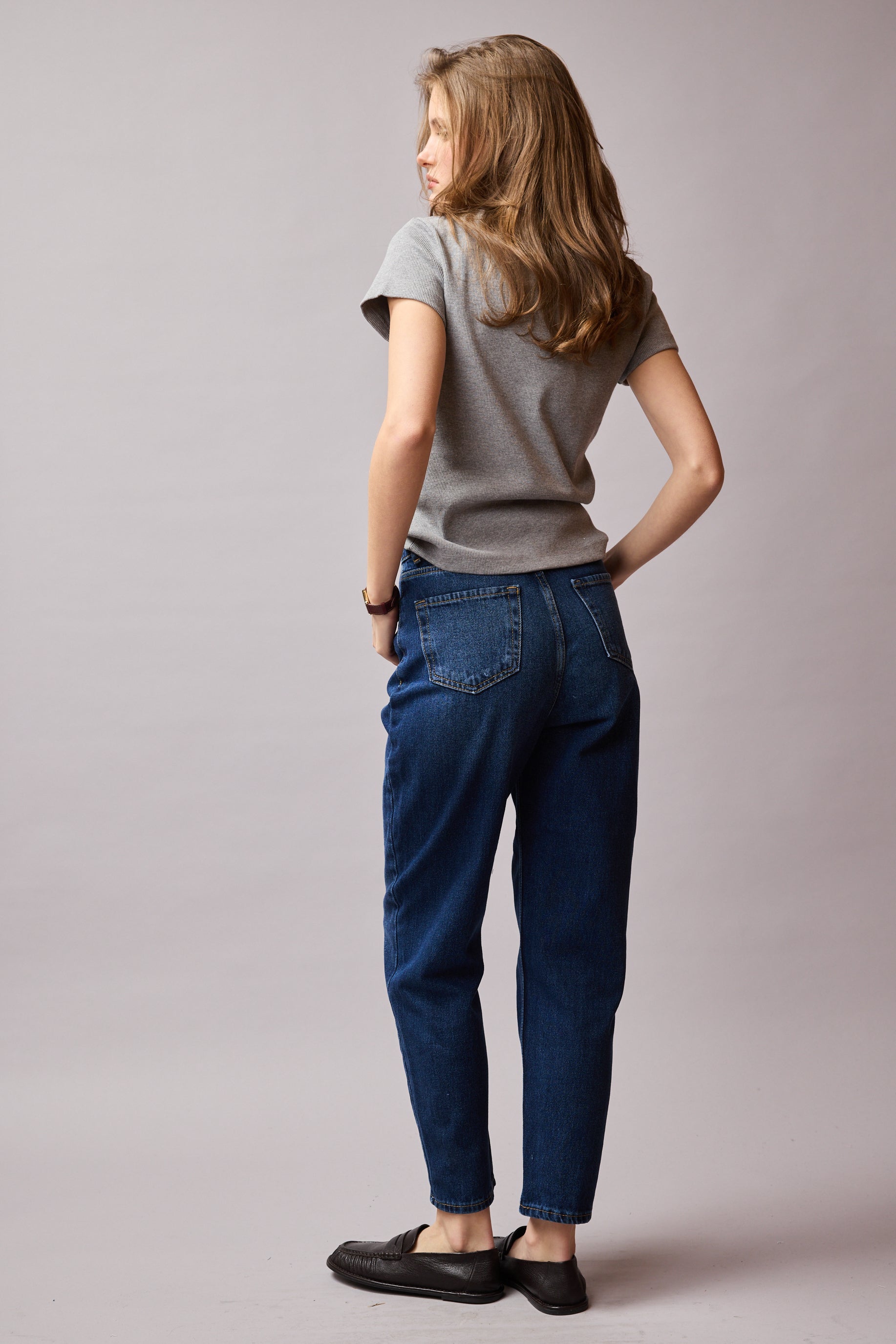 STRAIGHT FIT HIGH WAIST MOM JEAN BLUE
