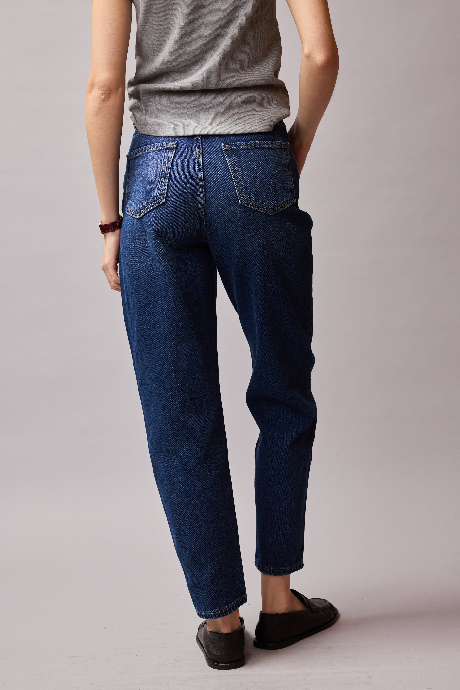 STRAIGHT FIT HIGH WAIST MOM JEAN BLUE