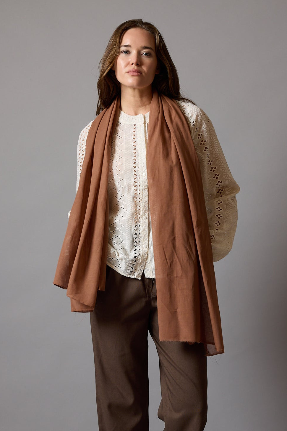 Autumn Coffee Organic Cotton Handmade Shawl