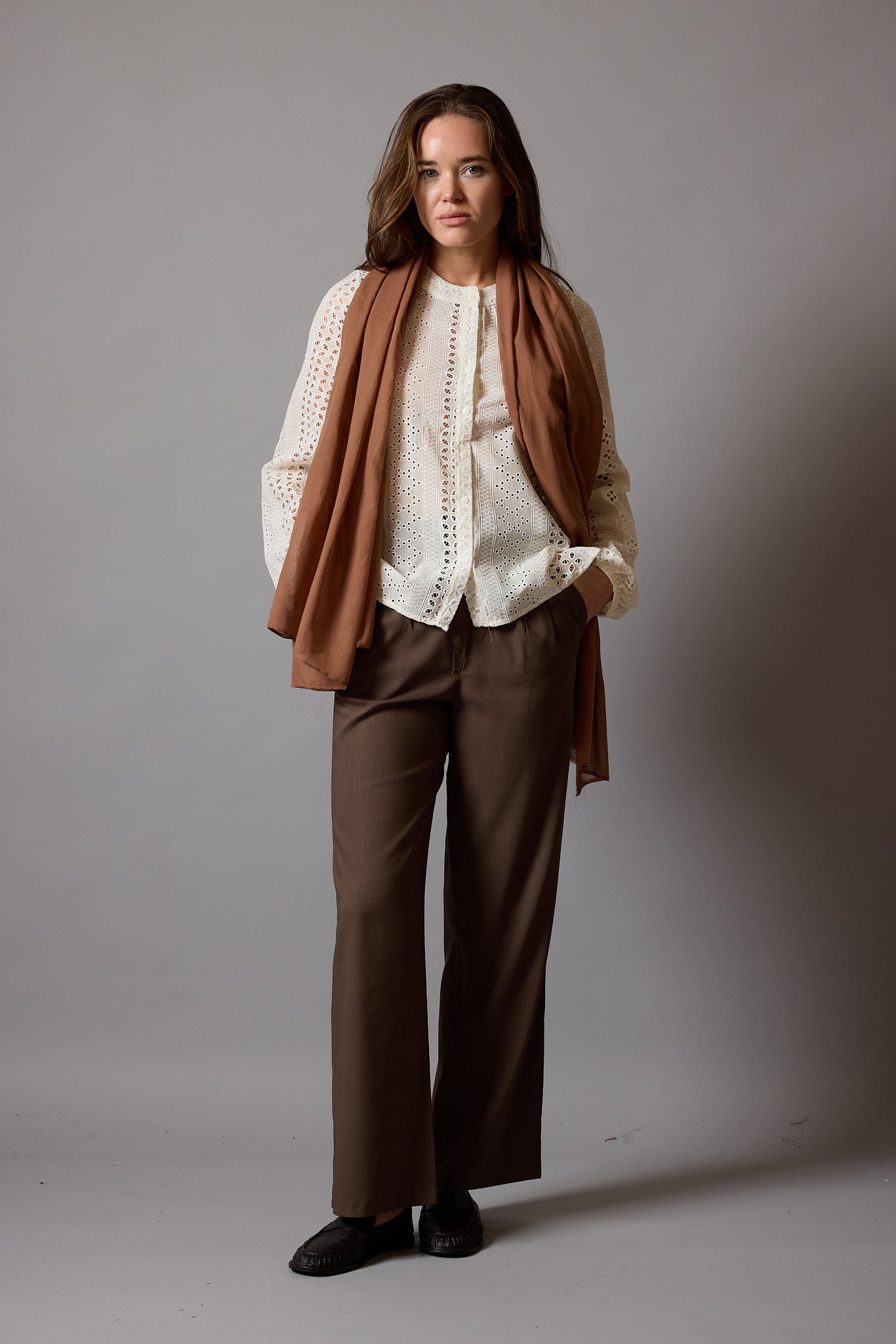 Autumn Coffee Organic Cotton Handmade Shawl