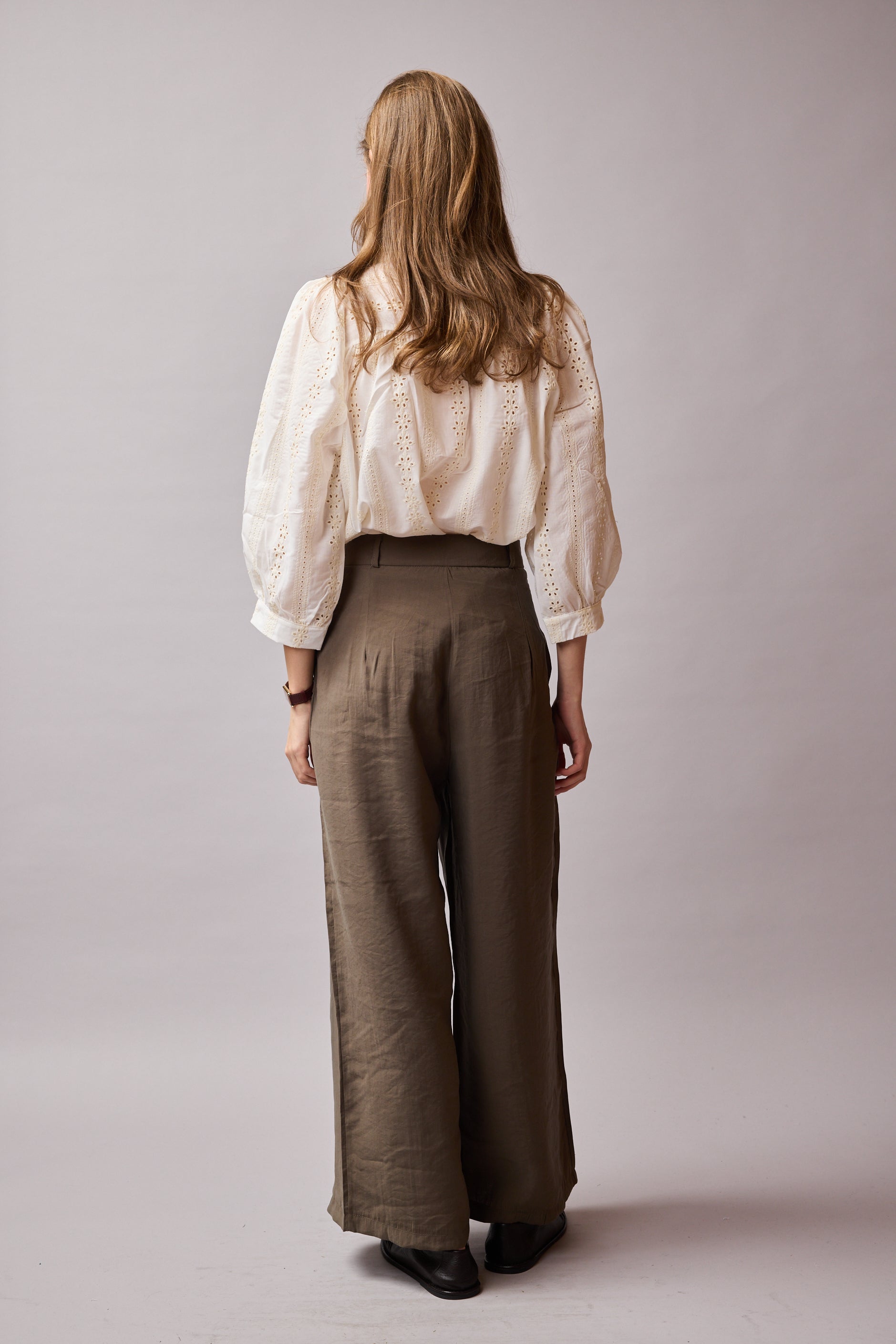 CIFT PILELI DOKUMLU PALAZZO PANTOLON HAKI