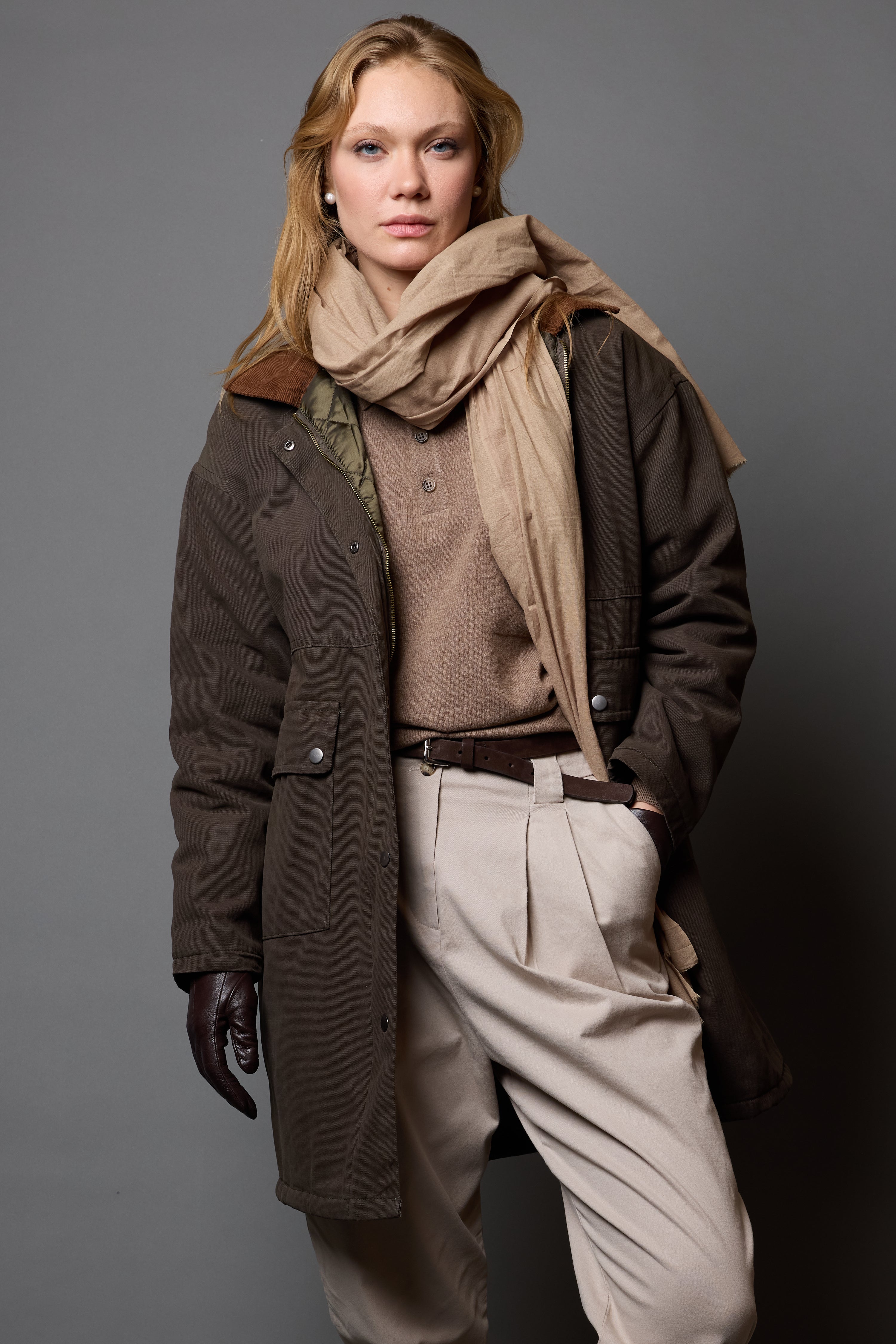 Beige Organik Pamuk Handmade Şal