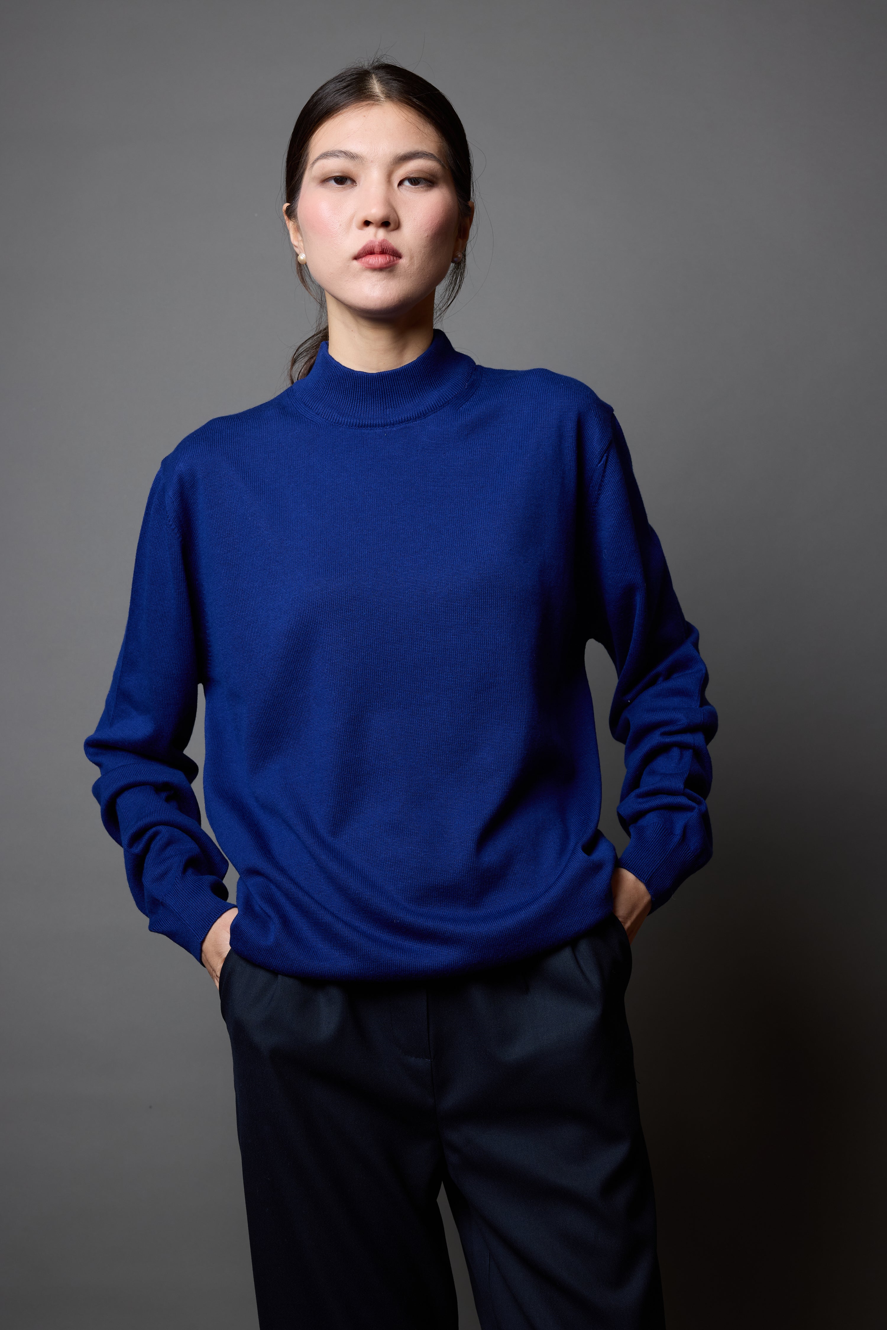 COTTON TURTLEneck UNISEX SWEATER SAX BLUE
