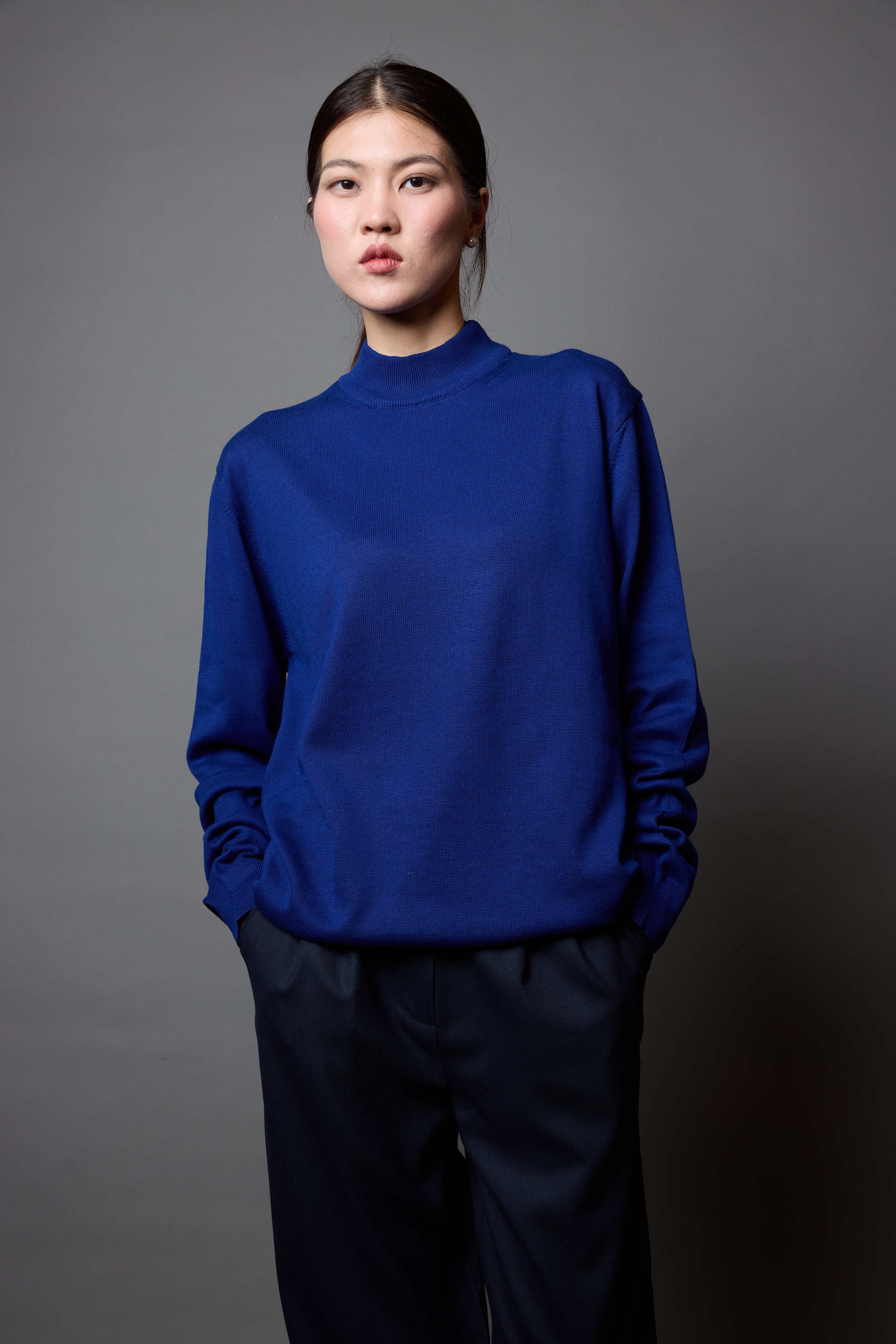 COTTON TURTLEneck UNISEX SWEATER SAX BLUE