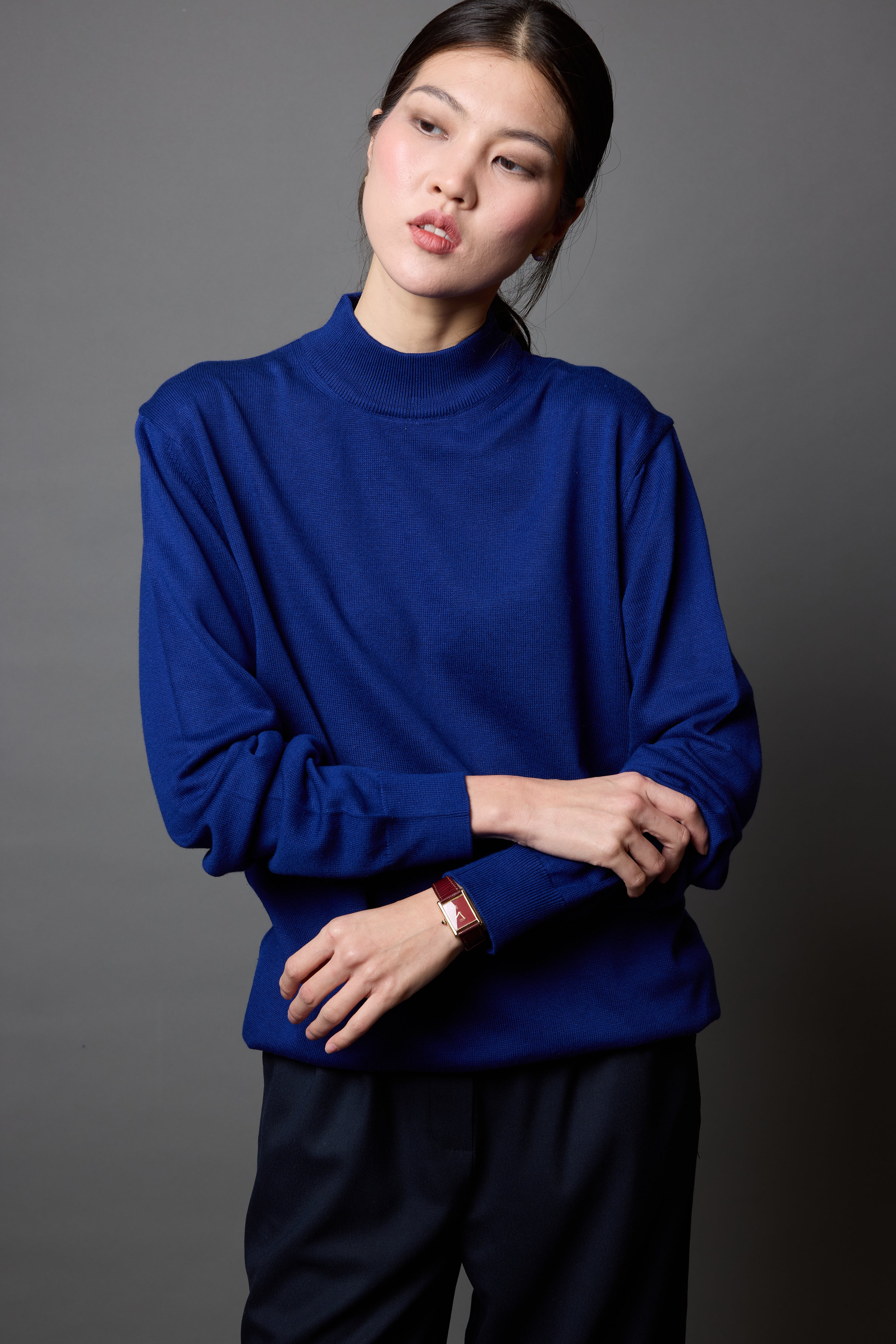 COTTON TURTLEneck UNISEX SWEATER SAX BLUE