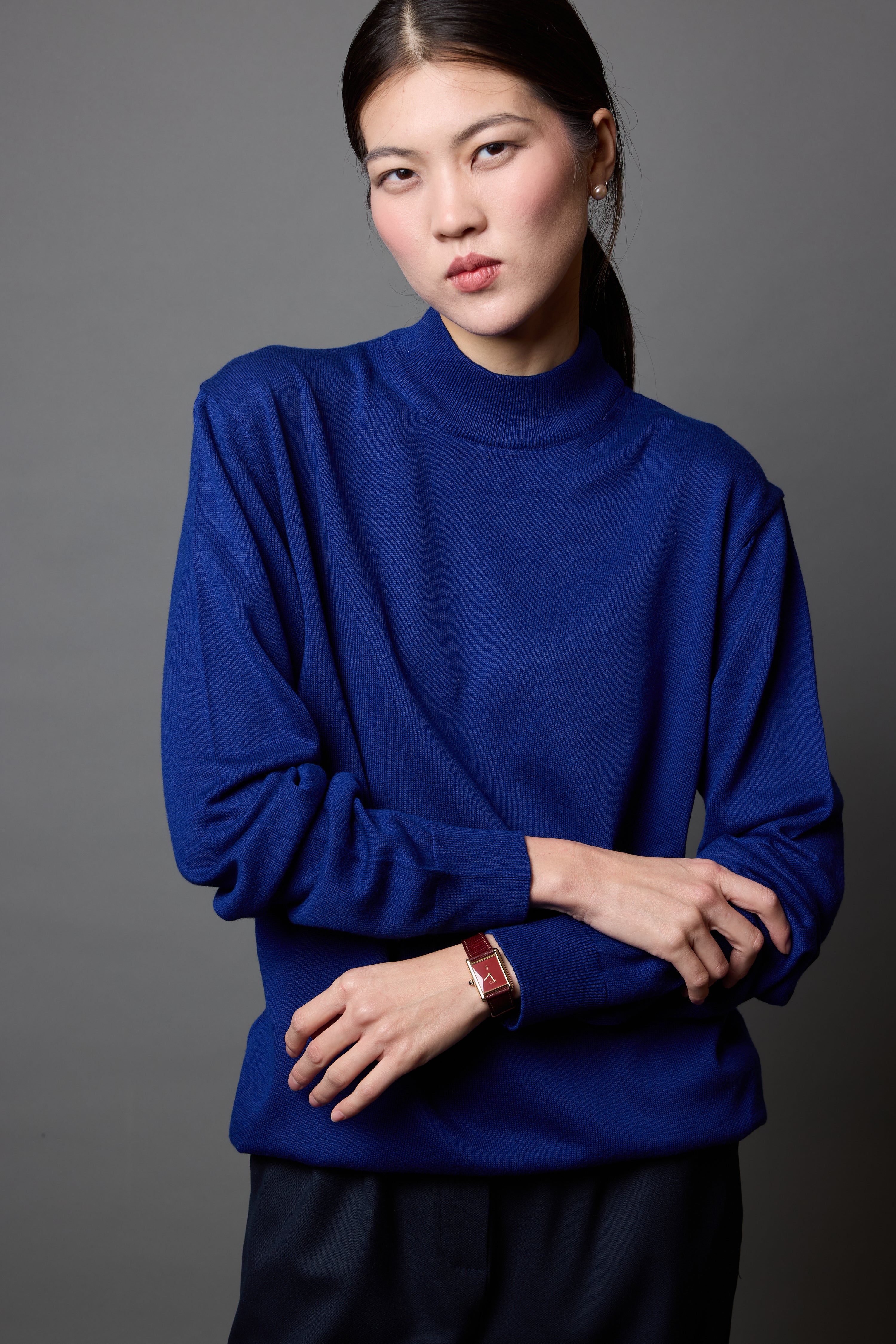 COTTON TURTLEneck UNISEX SWEATER SAX BLUE