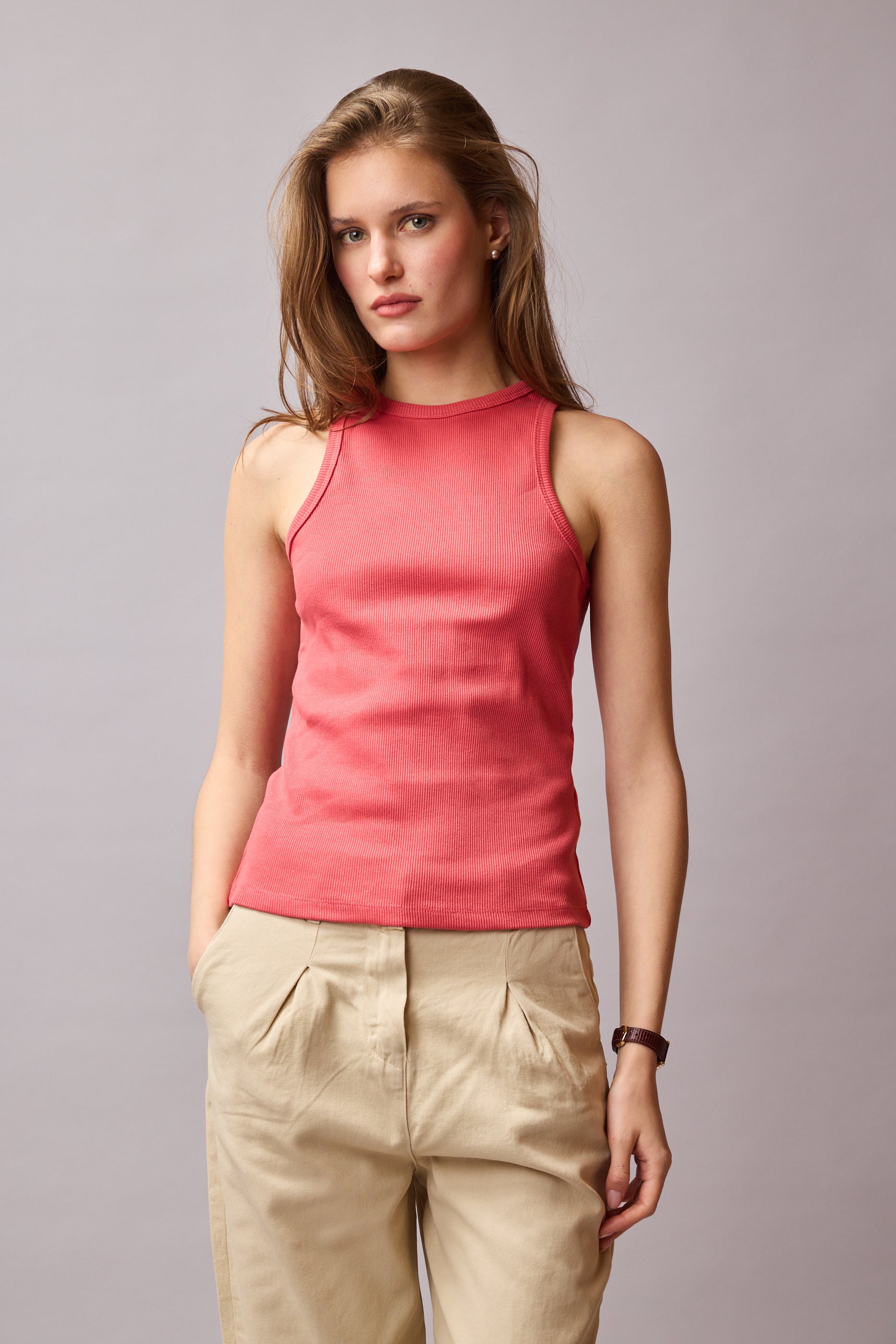 HALTERNECK CROP TOP ROUGE