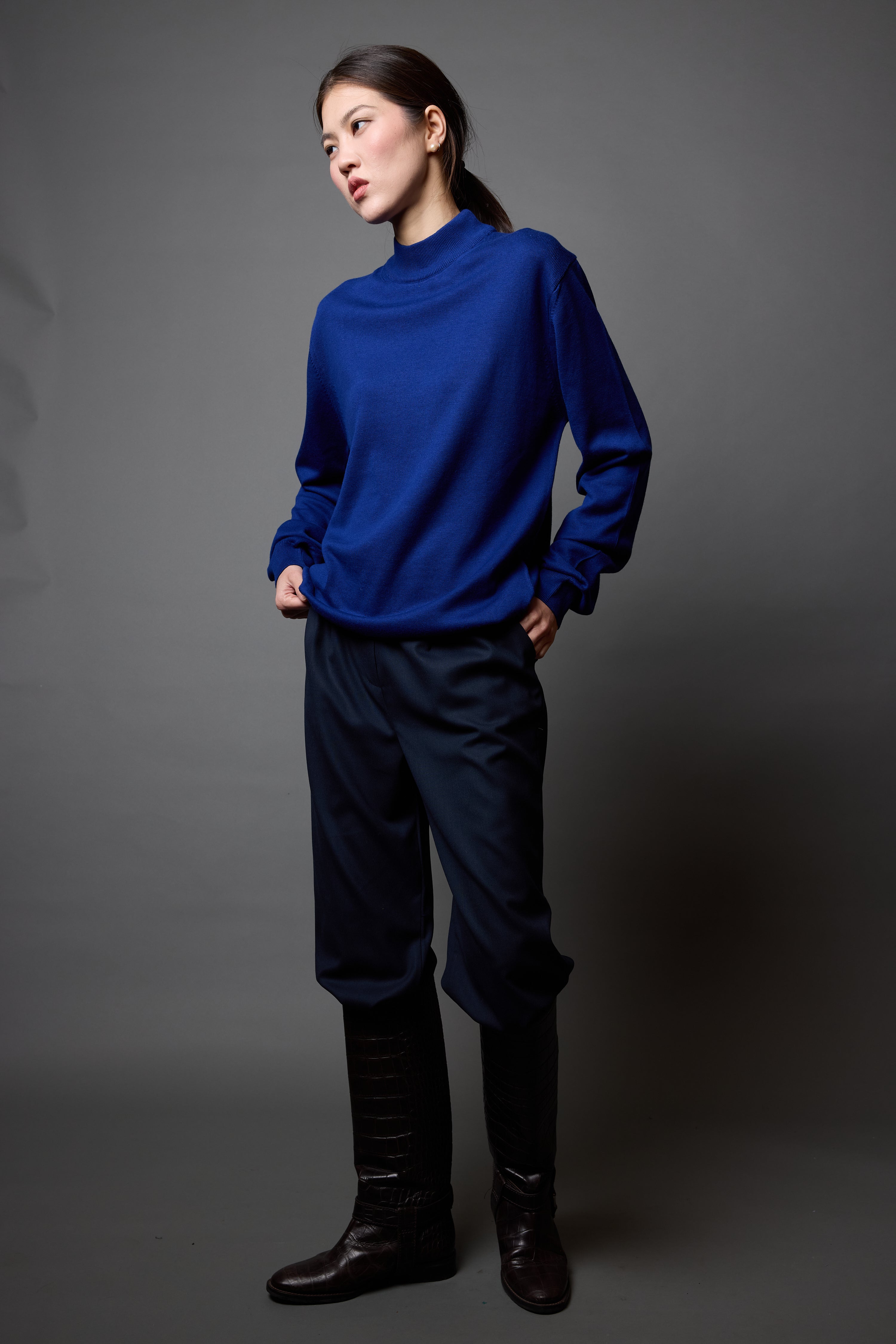 COTTON TURTLEneck UNISEX SWEATER SAX BLUE